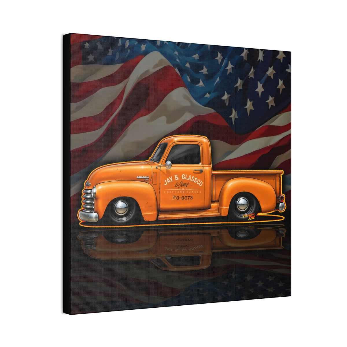 CHEVROLET 1949 C1500 PICKUP TRUCK Collectible Fireball Art Canvas Stretched Print