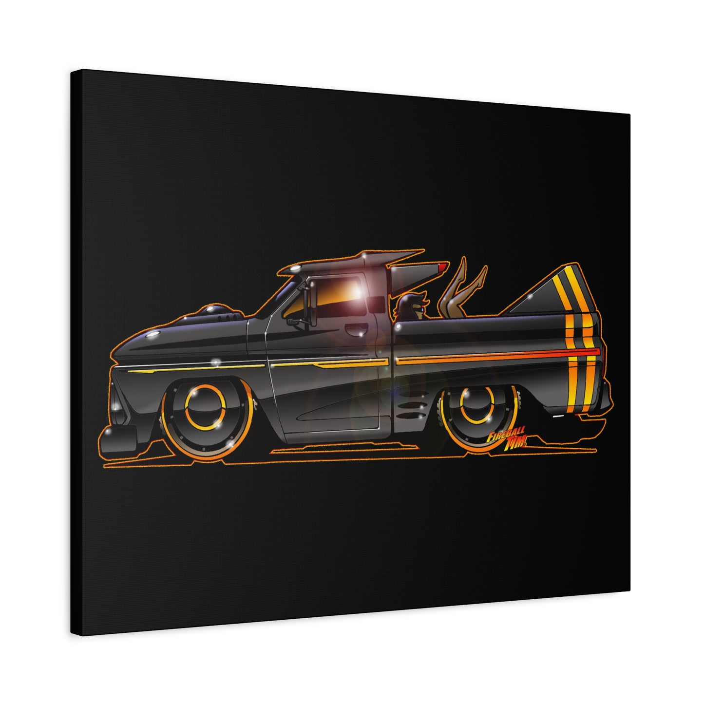 CHEVROLET C10 1960 Stinger Pickup Truck Fireball Art Canvas Print