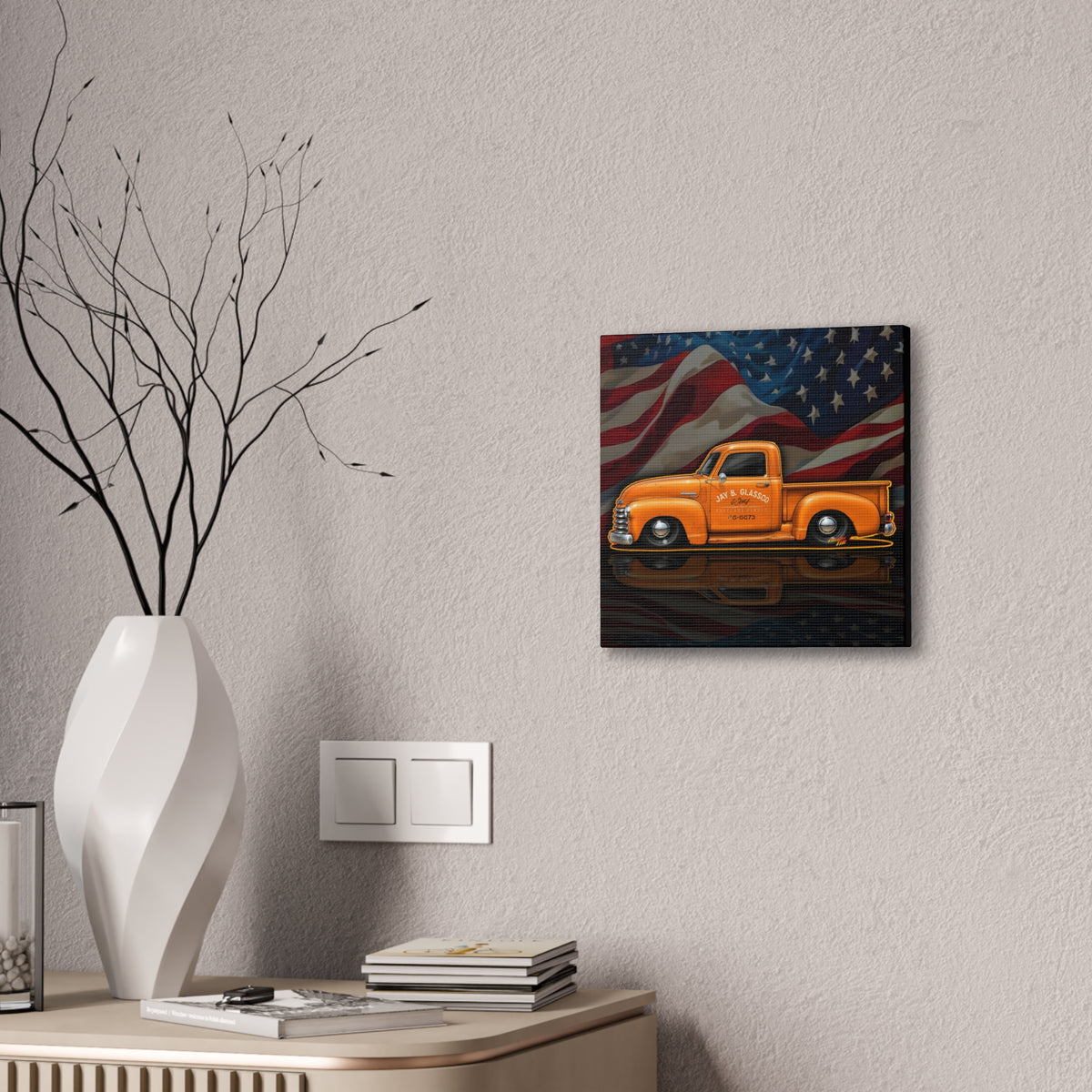 CHEVROLET 1949 C1500 PICKUP TRUCK Collectible Fireball Art Canvas Stretched Print
