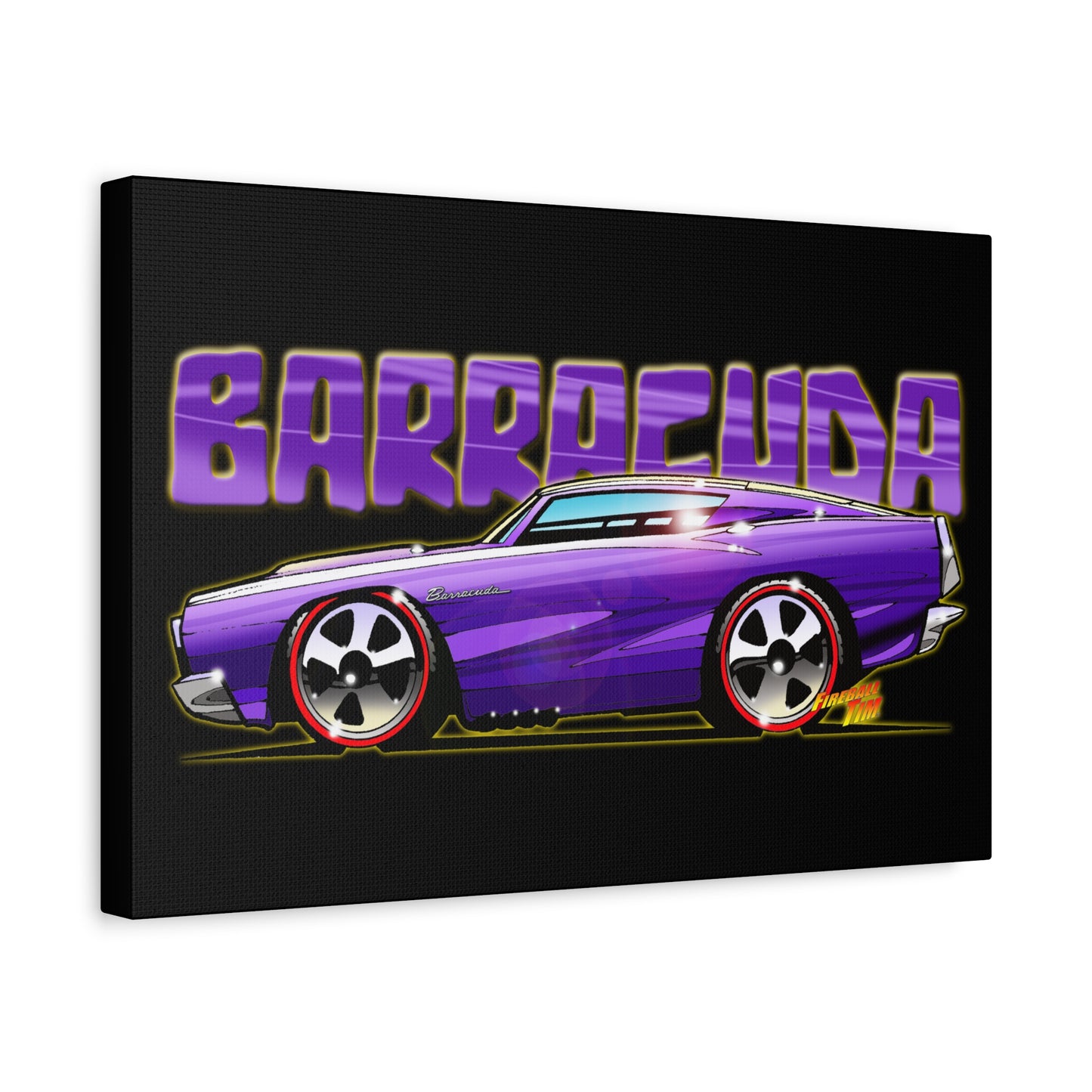 PLYMOUTH BARRACUDA Fireball Art Canvas Wall Print