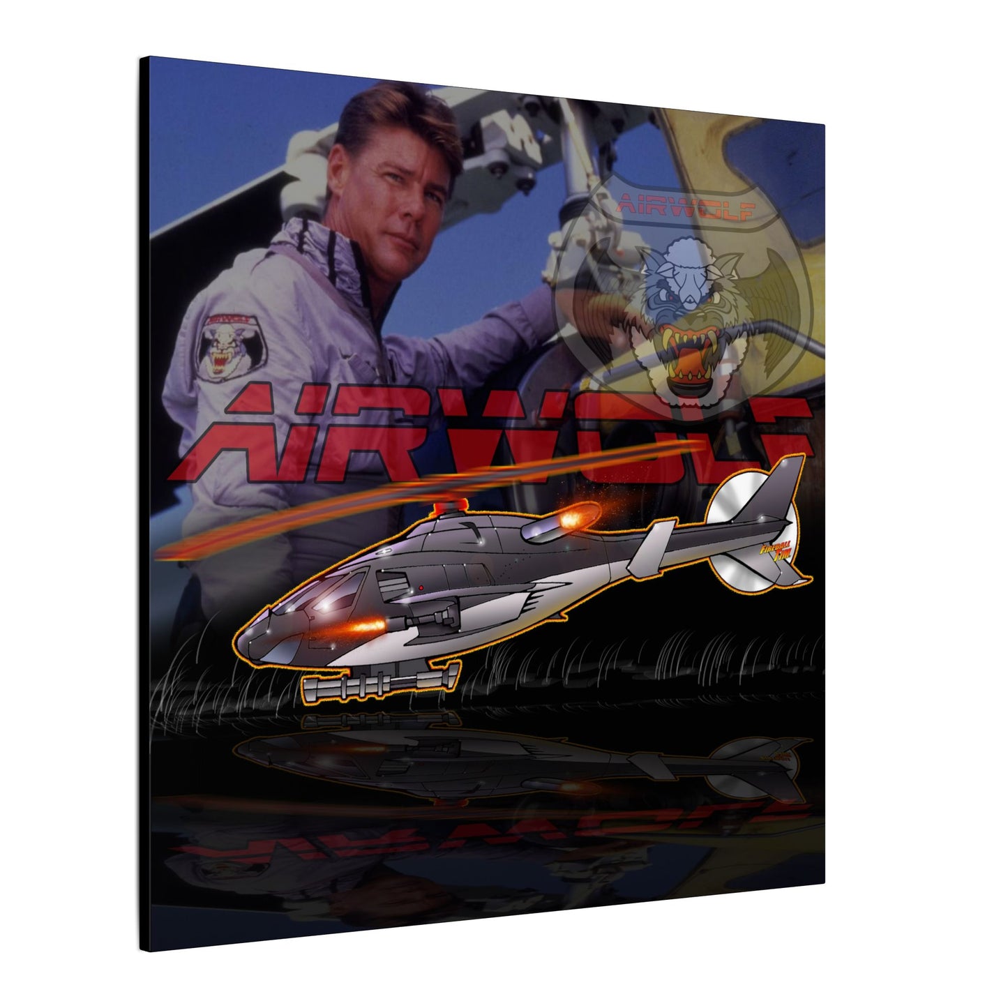 AIRWOLF TV Helicopter Canvas Art Print - 12x12