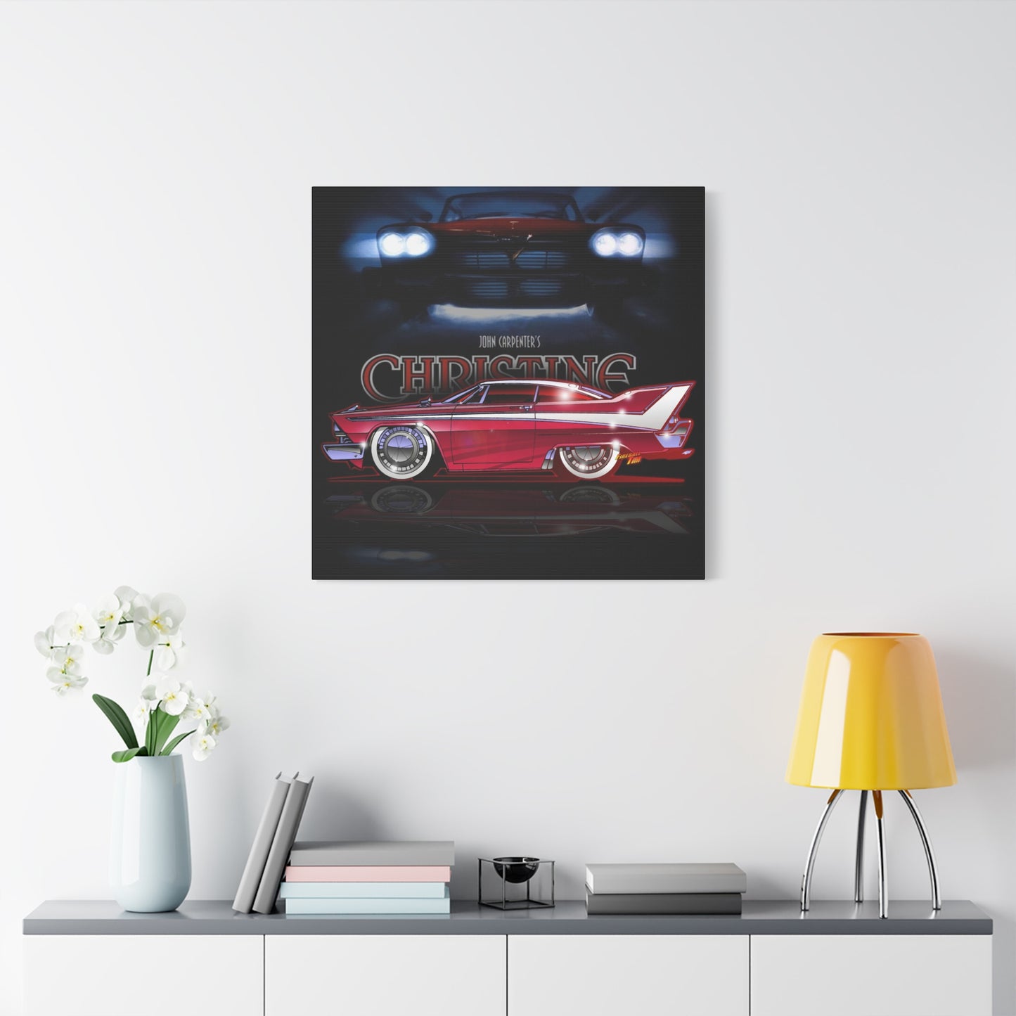 CHRISTINE 1958 Plymouth Fury Movie Car Fireball Art Canvas Print