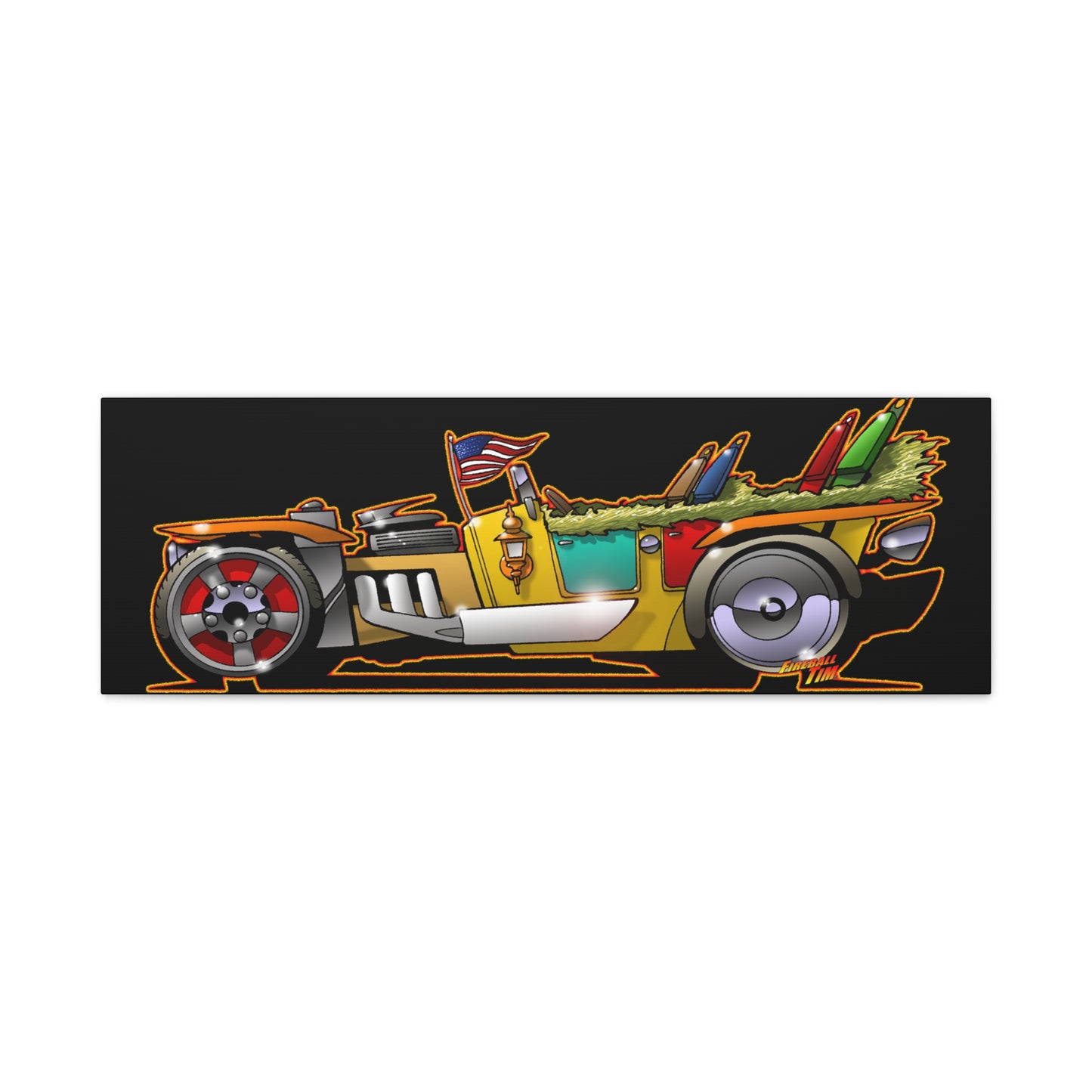 MONGREL T HOT ROD Elvis Easy Come Easy Go Fireball Canvas Art Wall Print
