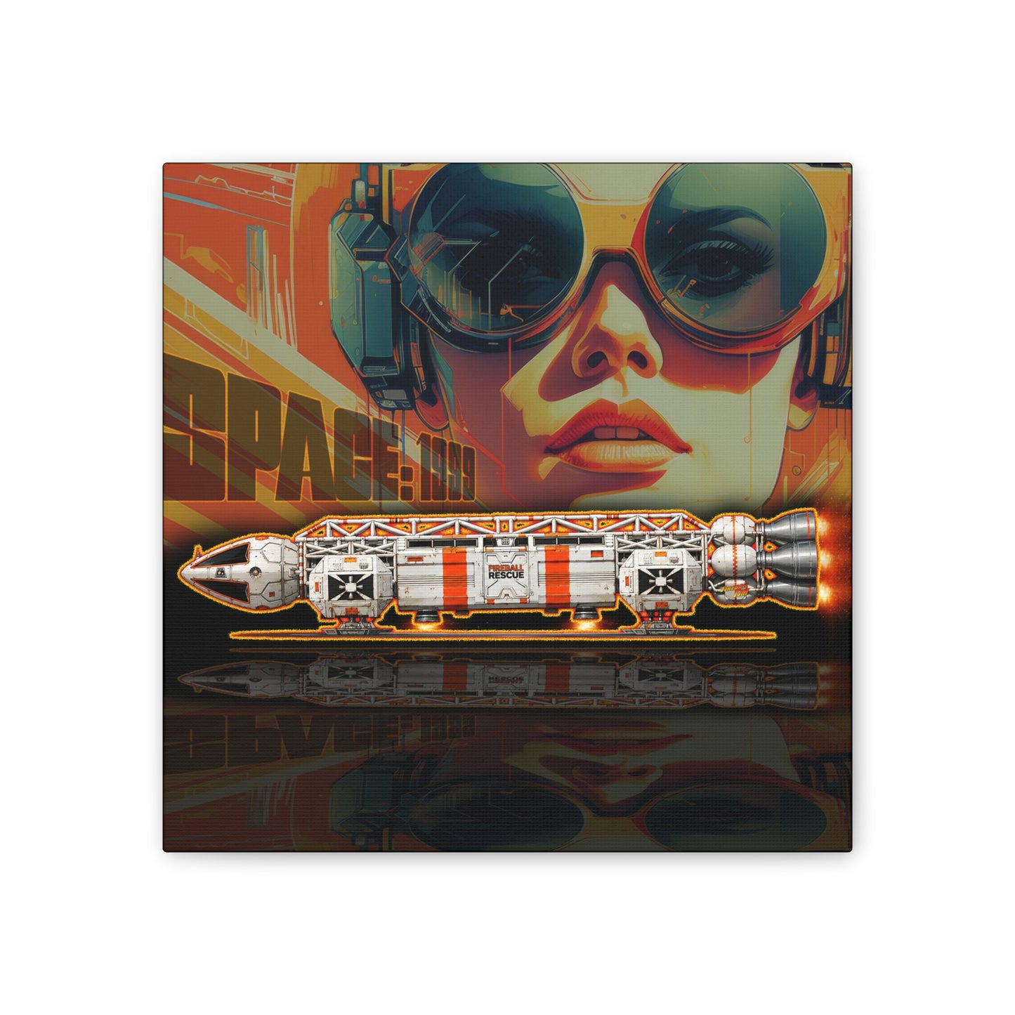 SPACE 1999 EAGLE RESCUE Spaceship Collectible Fireball Art Canvas Stretched Print