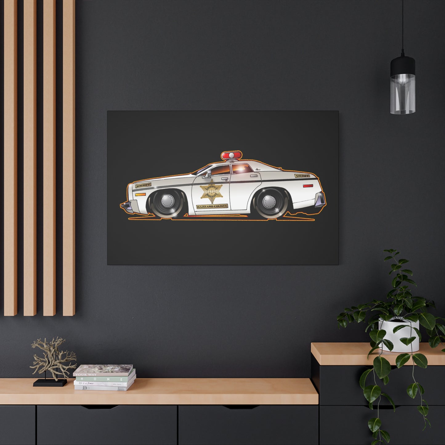 DUKES OF HAZZARD SHERIFF POLICE CAR Fireball Art Canvas Print