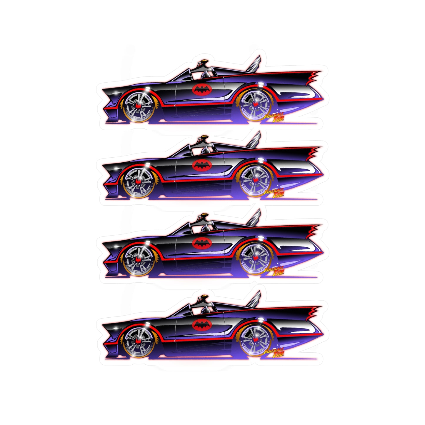 BATMOBILE 1966 BATMAN Collectible Kiss-Cut Vinyl Decals Stickers - 4 Sizes