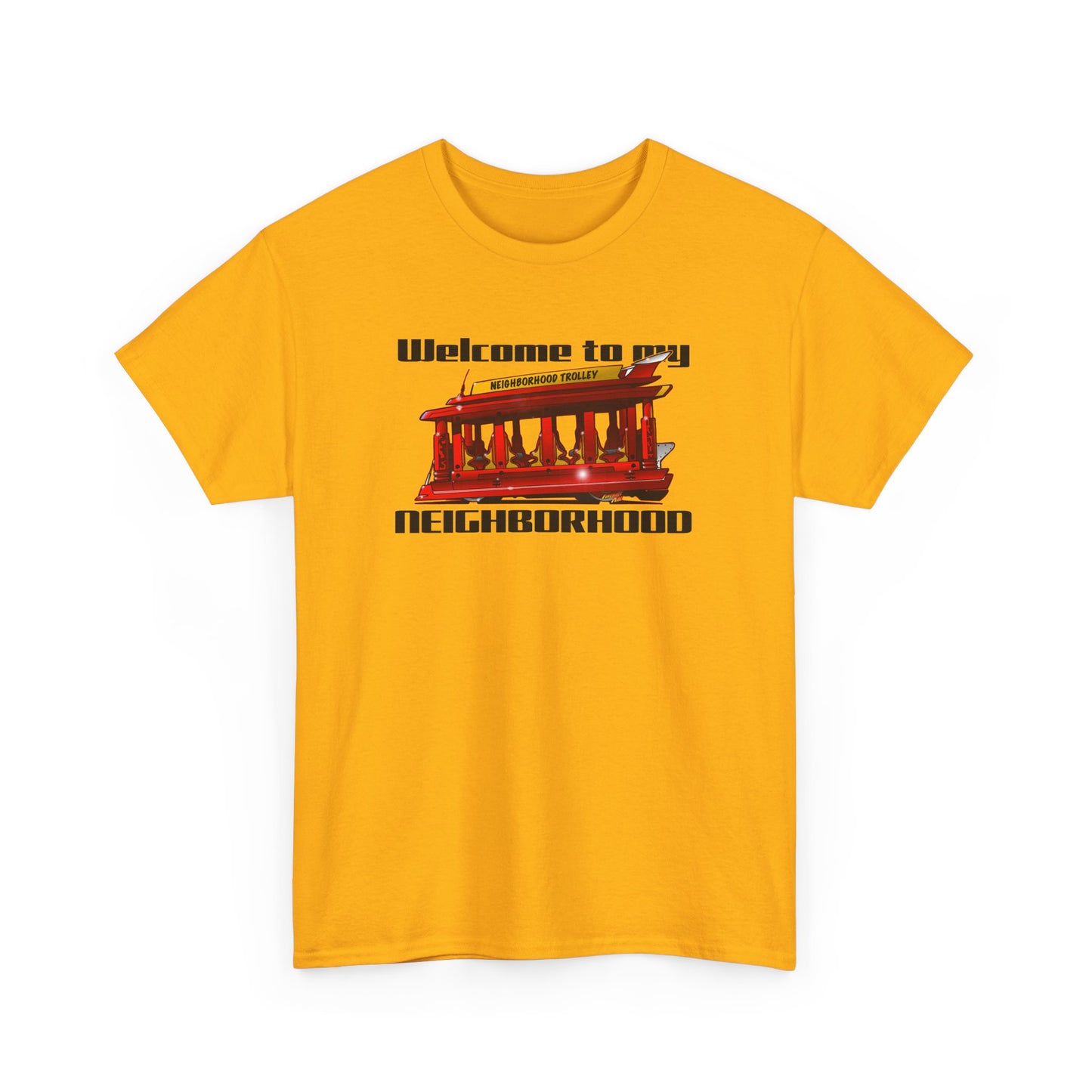 MR. ROGERS NEIGHBORHOOD TROLLEY Unisex Heavy Cotton Tee Shirt - Multiple Colors