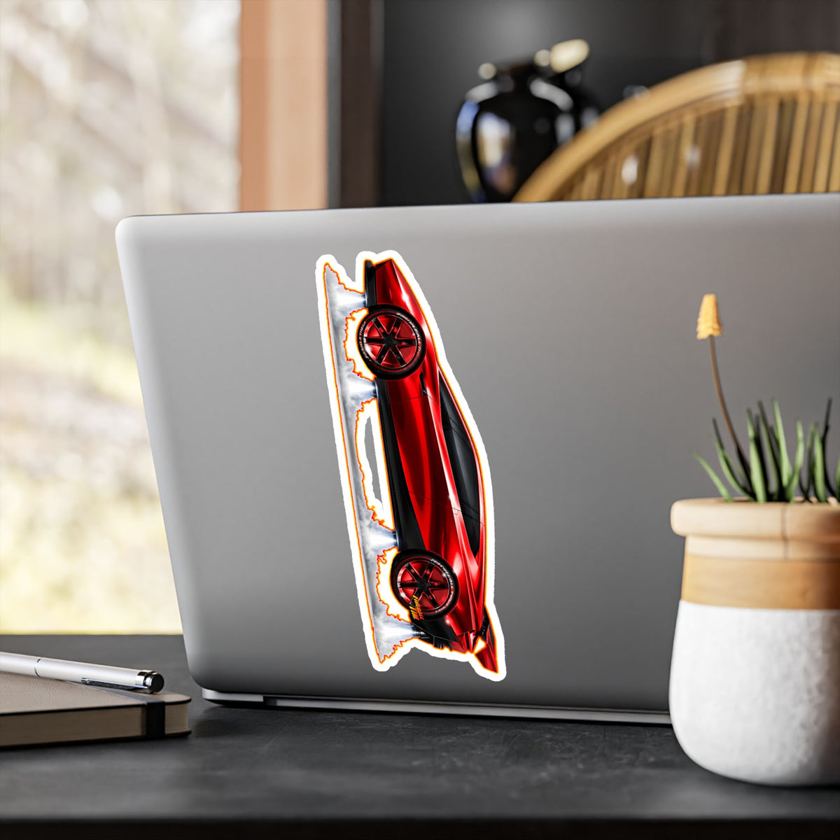 TESLA FLYING ROADSTER Collectible Fireball Art Stickers in 4 Sizes