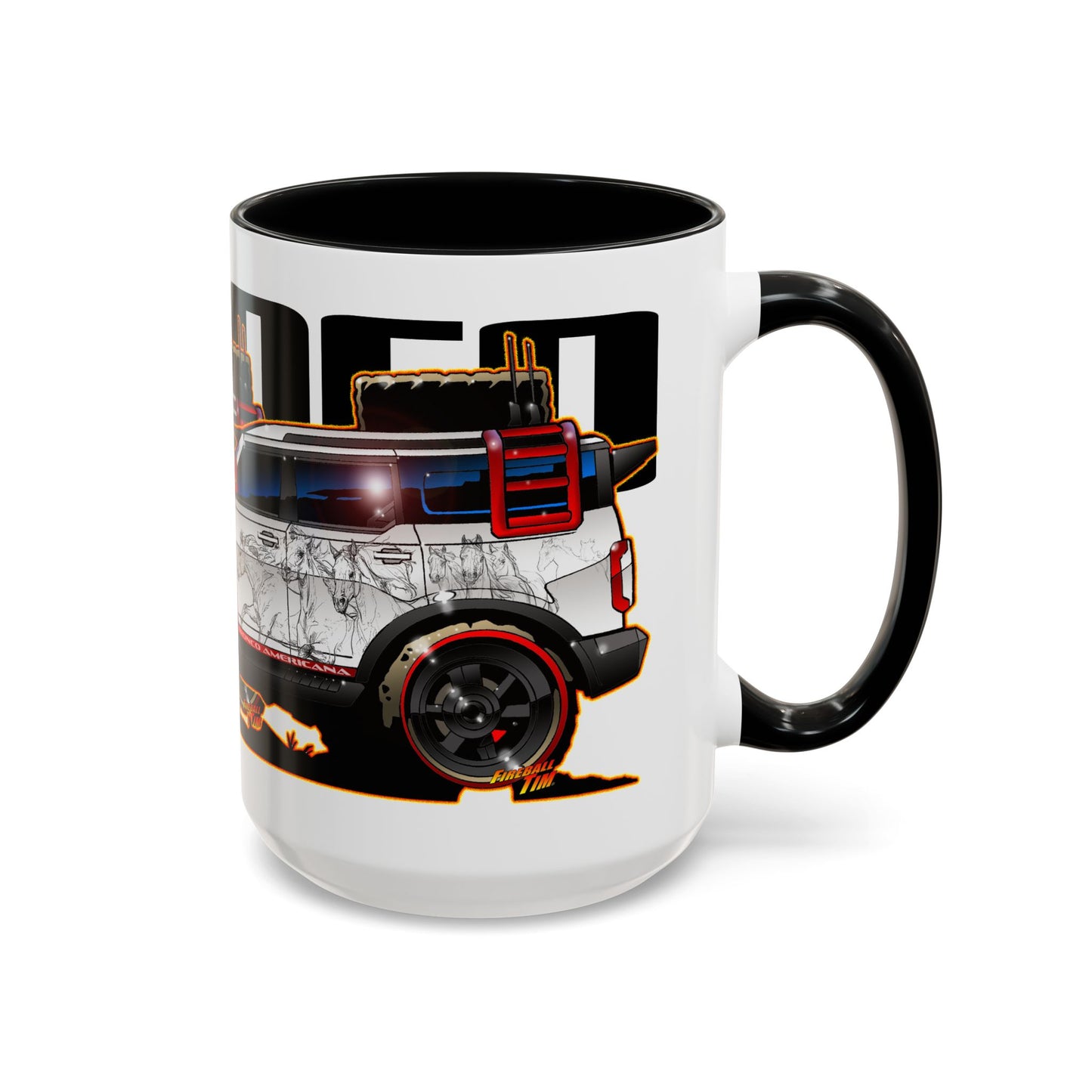 FORD BRONCO AMERICANO CUSTOM Fireball Art Collectible Coffee Mug - 2 Sizes