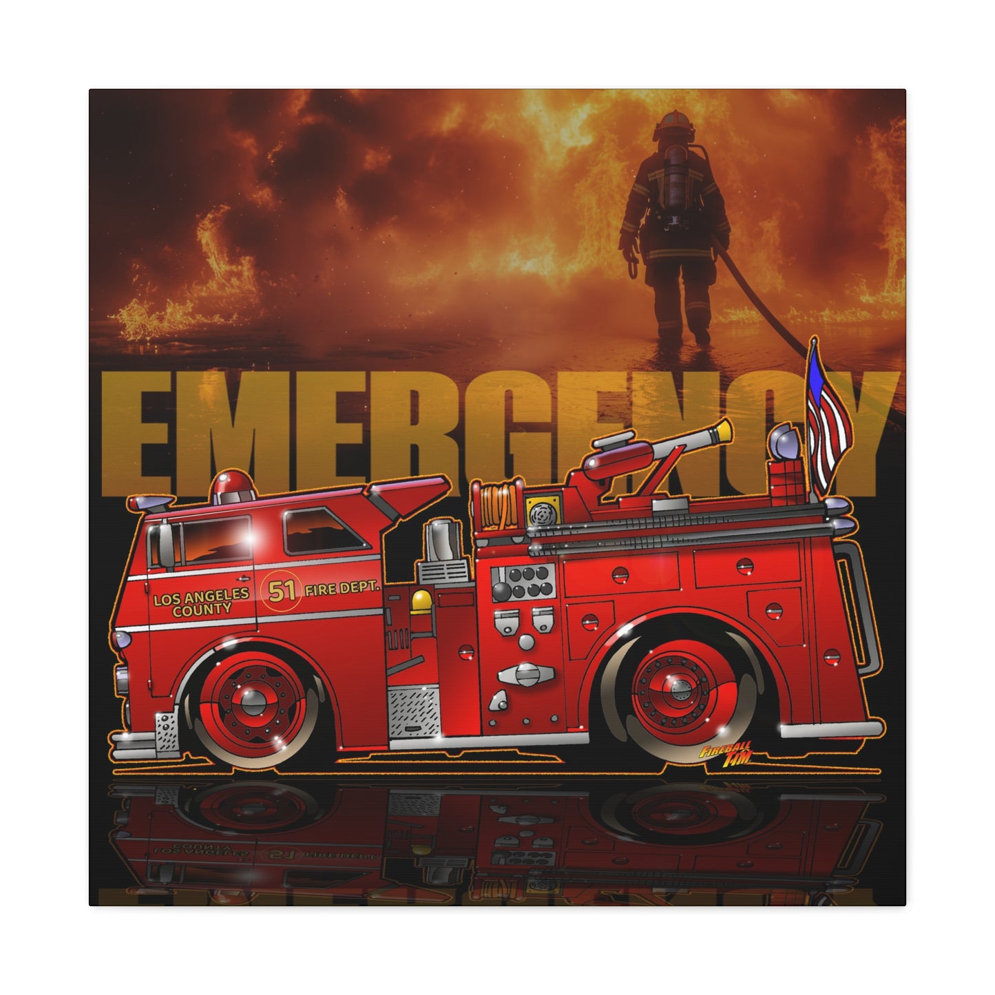 EMERGENCY ENGINE 51 MASTERPRINT Fire Engine Concept Art Canvas Print 3 Sizes