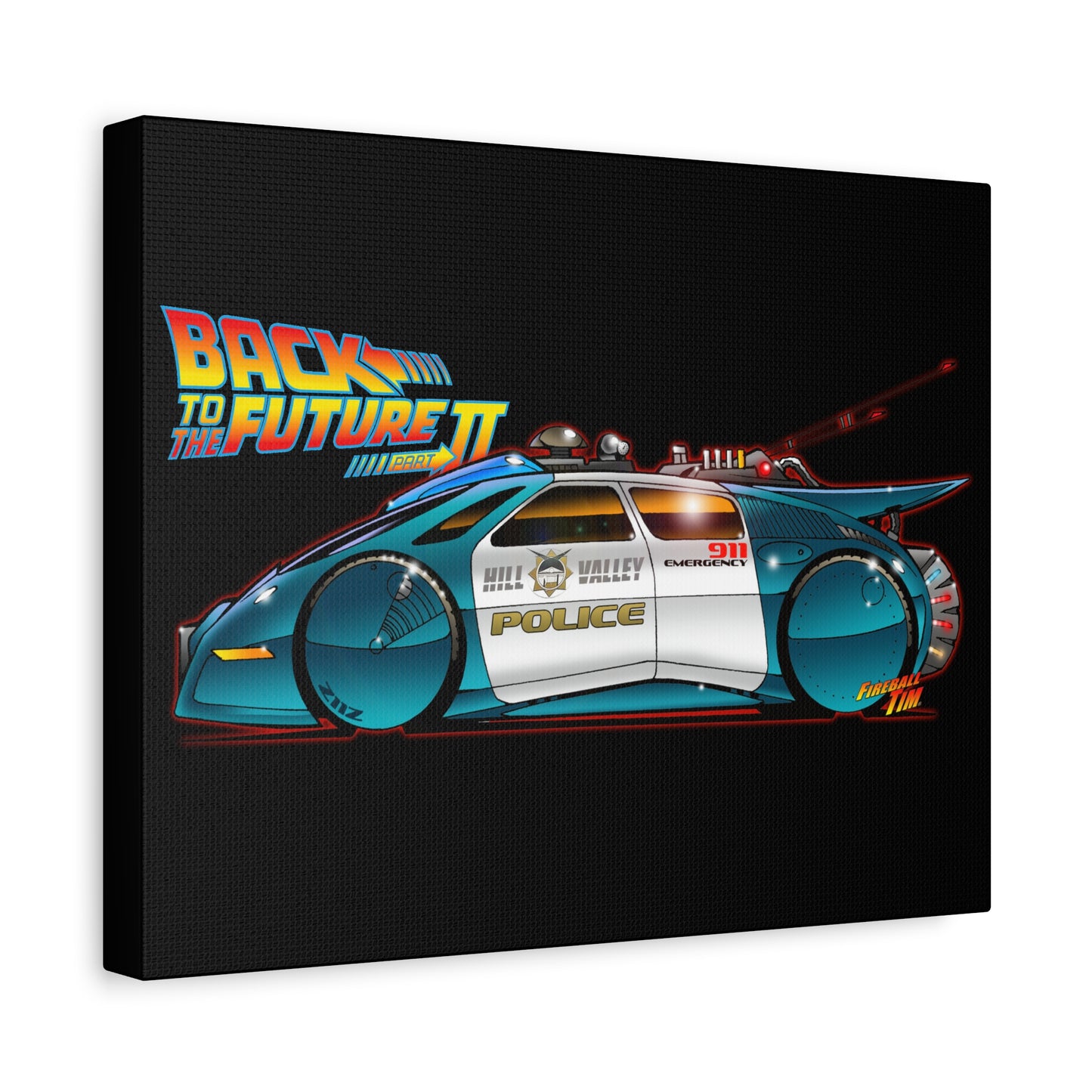 BACK TO THE FUTURE 2 Hill Valley Police Car Canvas Wall Art Print - 11x14