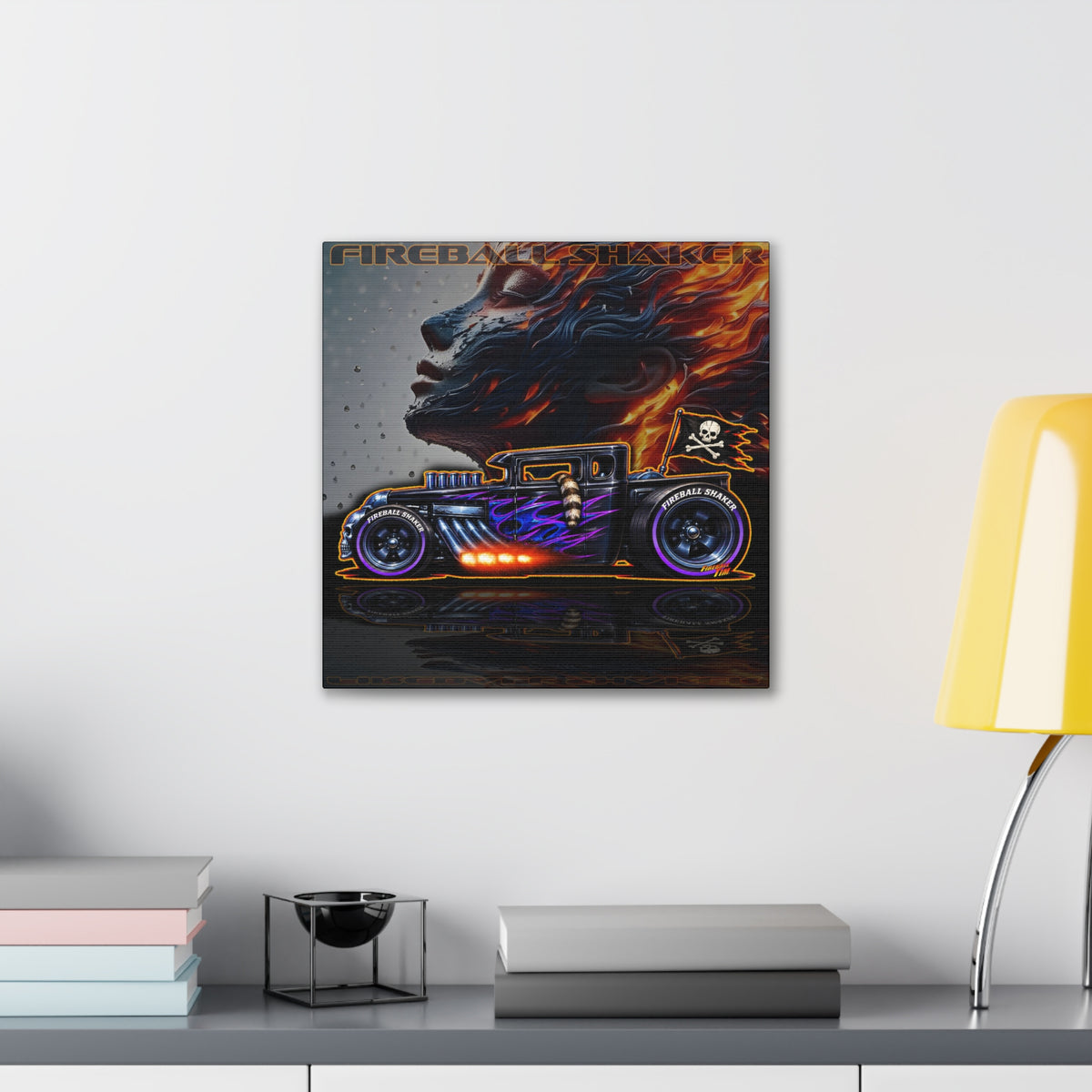 HOT WHEELS FIREBALL SHAKER Hot Rod Collectible Fireball Art Canvas Stretched Print