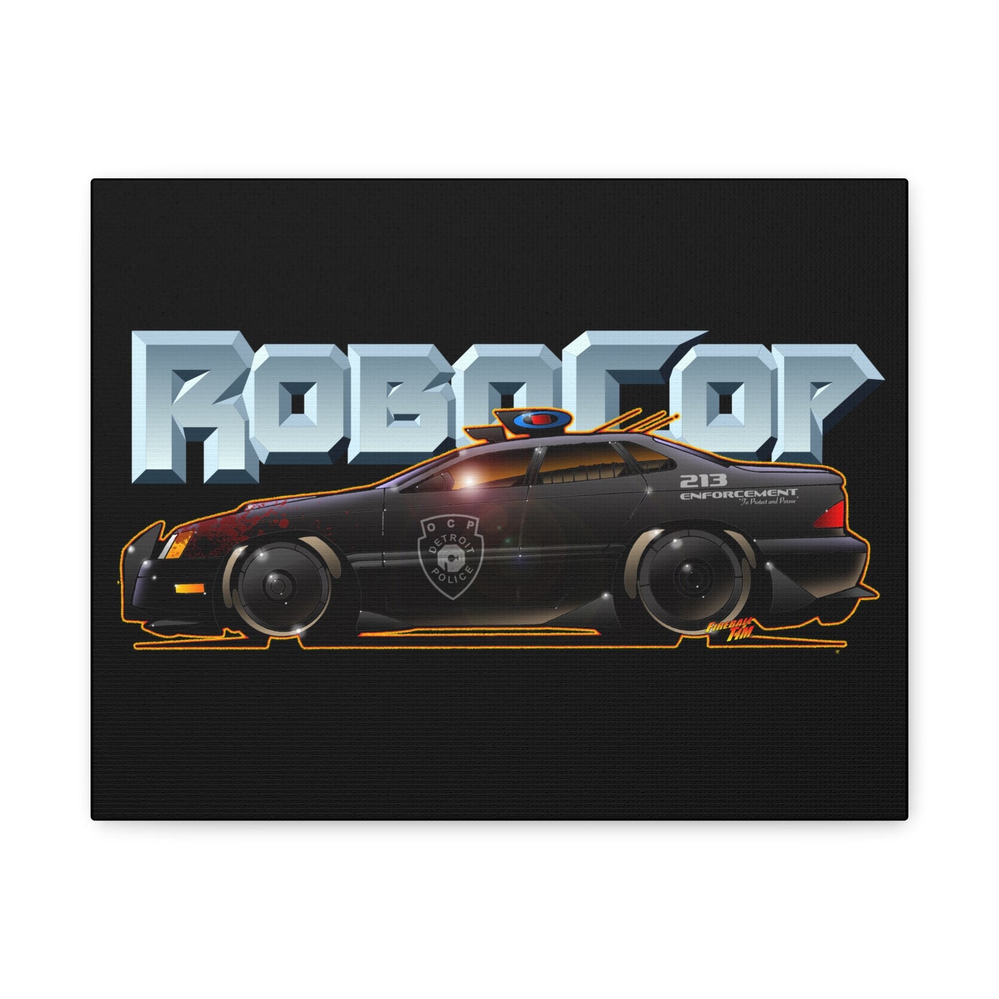 ROBOCOP Taurus Police Car Fireball Art Canvas Wall Print - 11x14