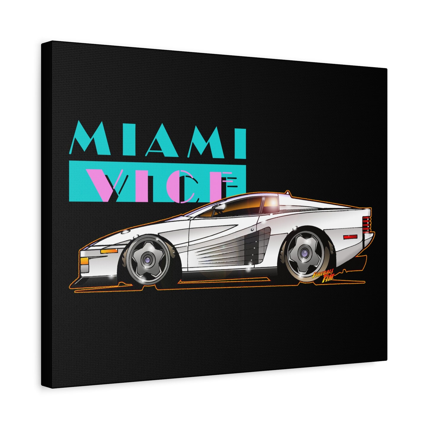 MIAMI VICE FERRARI TESTAROSSA Fireball Canvas Art Wall Print