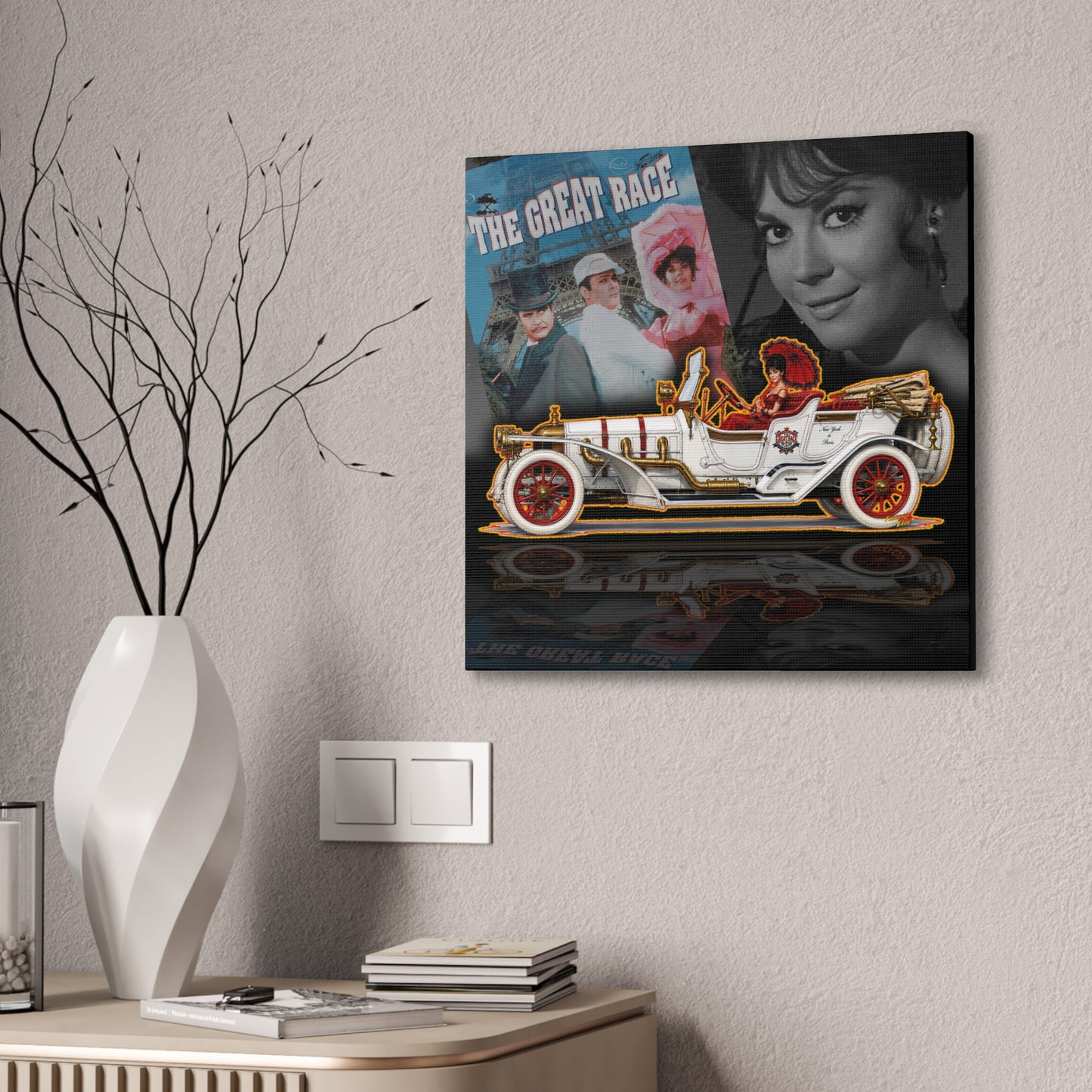 THE GREAT RACE Leslie Special Collectible Fireball Art Canvas Stretched Print