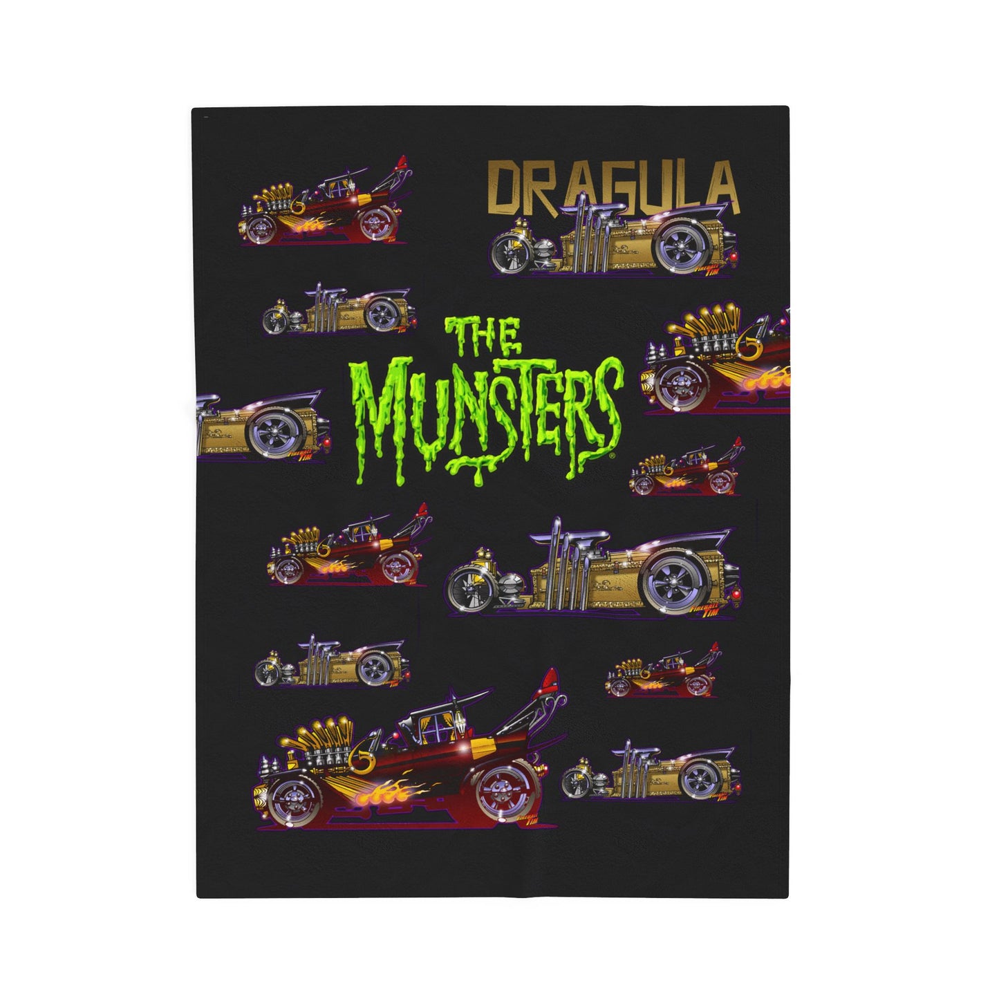 MUNSTERS DRAGULA & MUNSTER KOACH Velveteen Plush Fleece Blanket - 3 Sizes