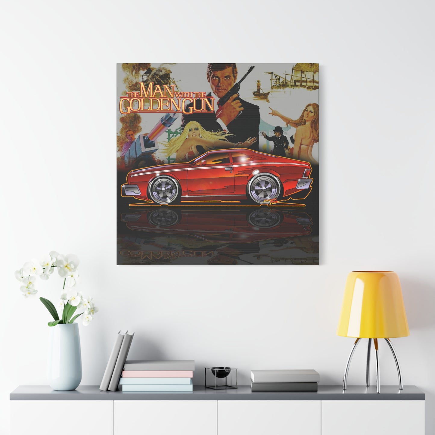 MAN WITH THE GOLDEN GUN AMC Hornet James Bond Fireball Art Canvas Print