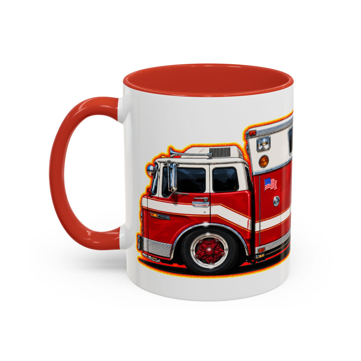 FIRE TRUCK Collectible Fireball Art Coffee Mug - 2 Sizes
