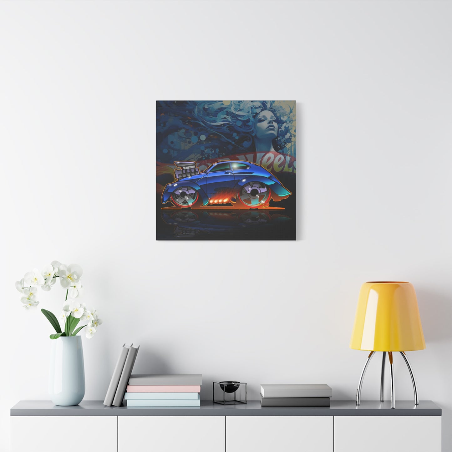HOT WEEHLS Custom VW Bug Fireball Art Canvas Print