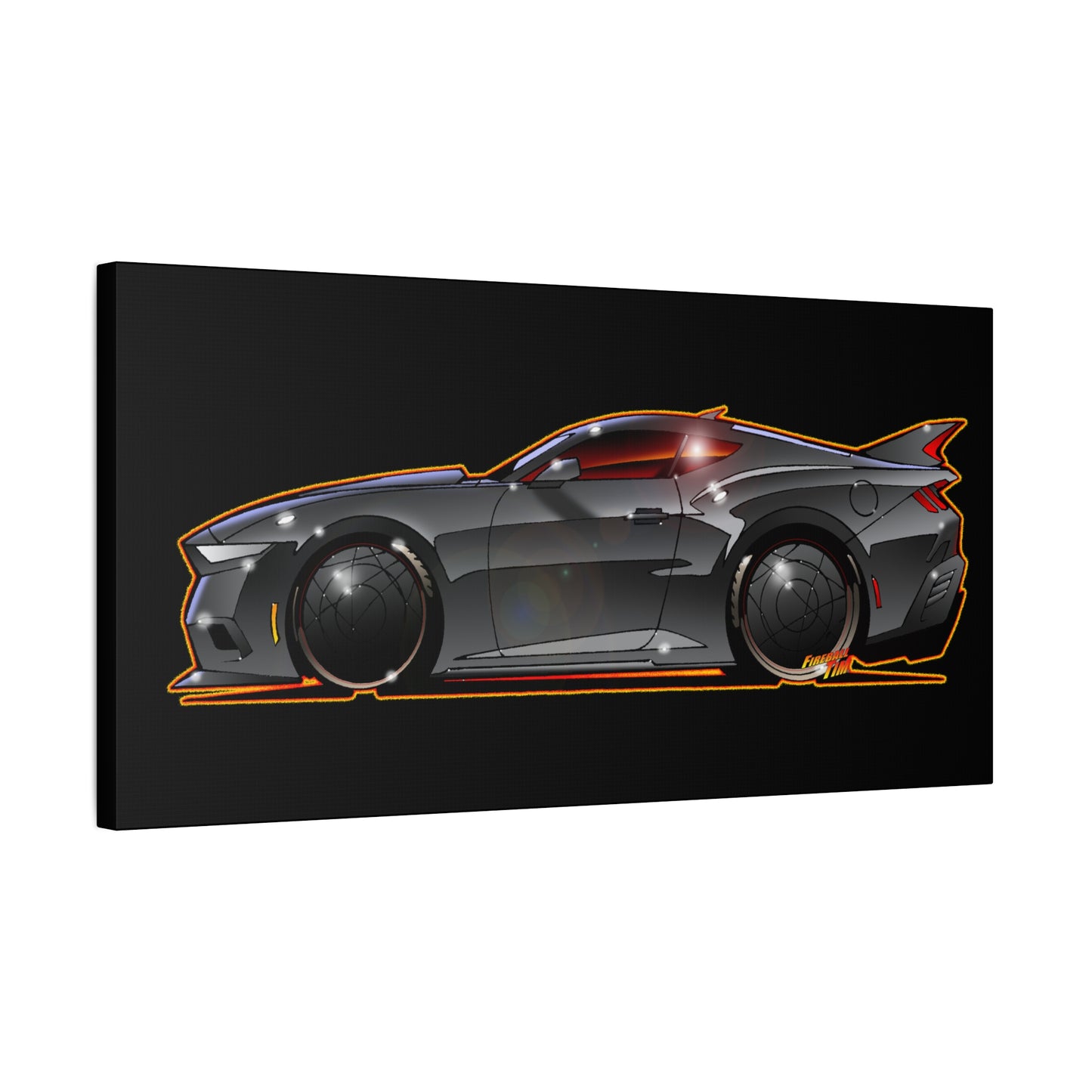 FORD MUSTANG 2025 Silver Streak Fireball Art Canvas Print
