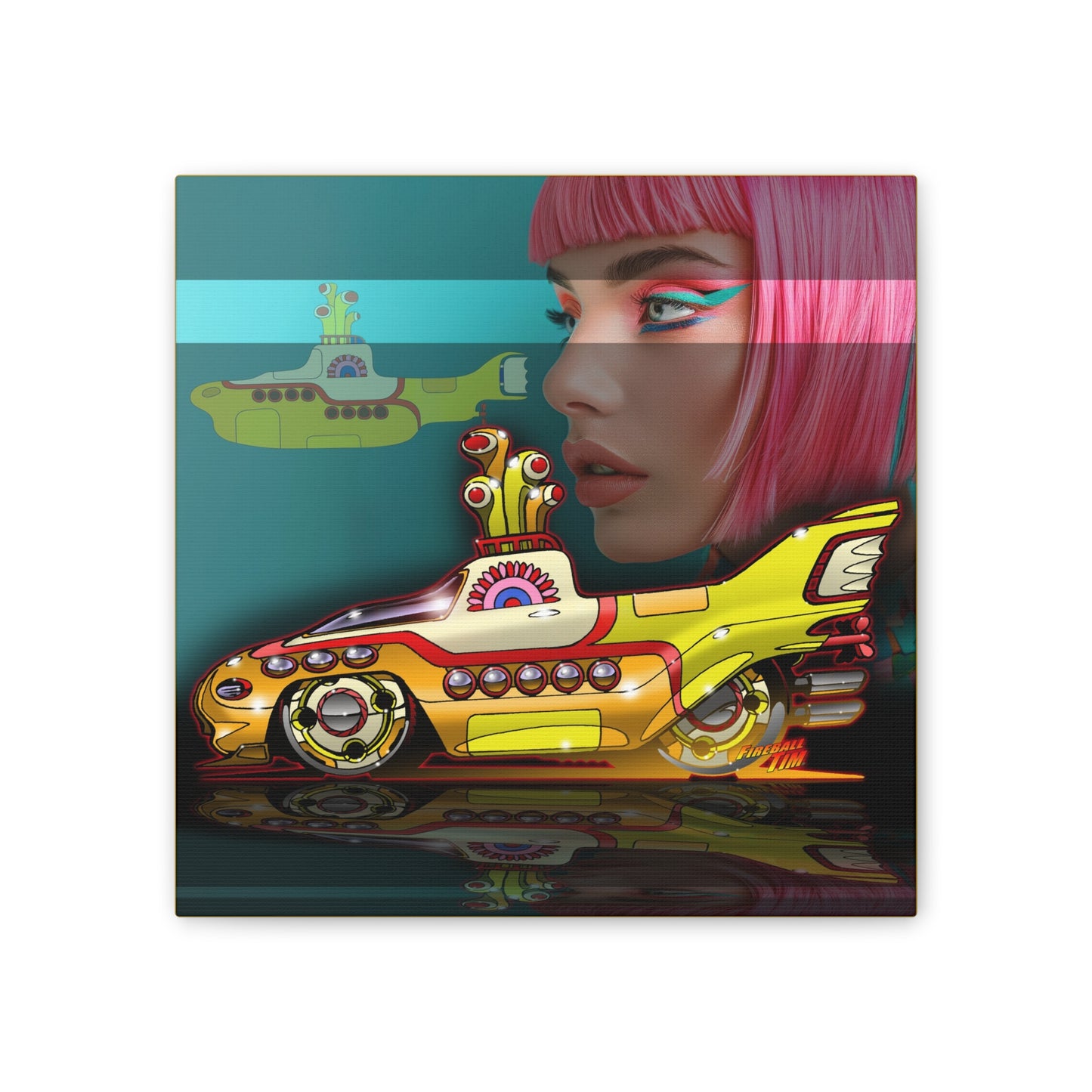 BEATLES YELLOW SUBMARINE Fireball Art Canvas Print - 12x12
