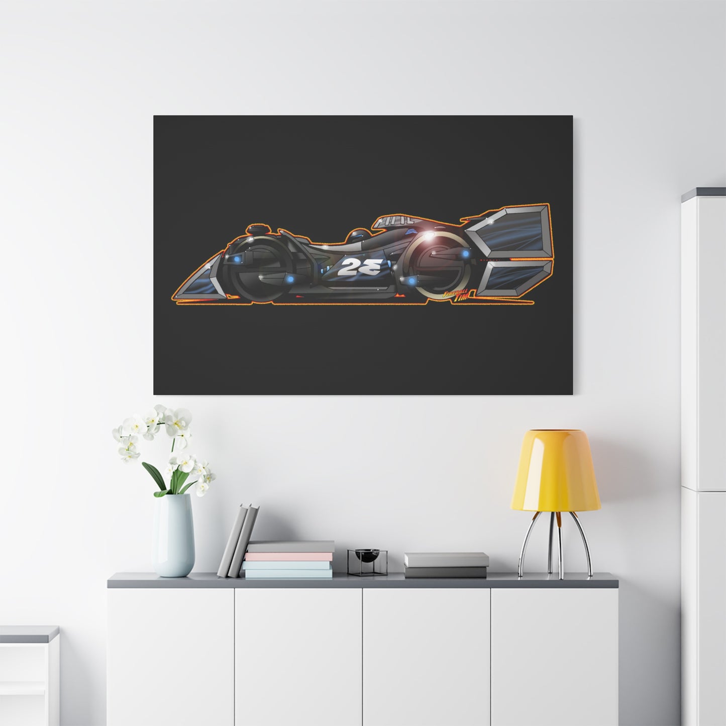 SPEED RACER GRAY GHOST Race Car Fireball Art Canvas Print