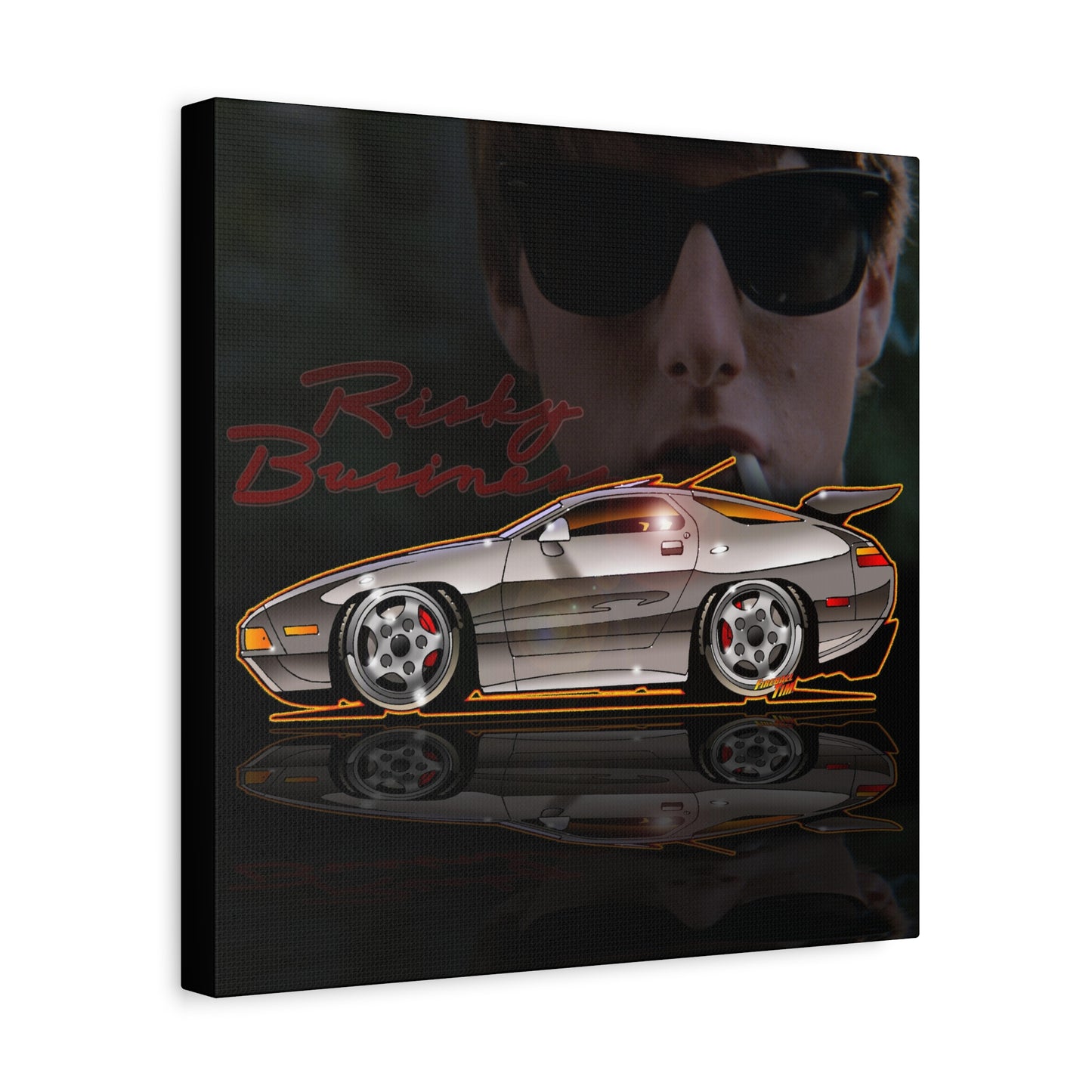 RISKY BUSINESS Porsche 928 Fireball Art Canvas Print - Sizes