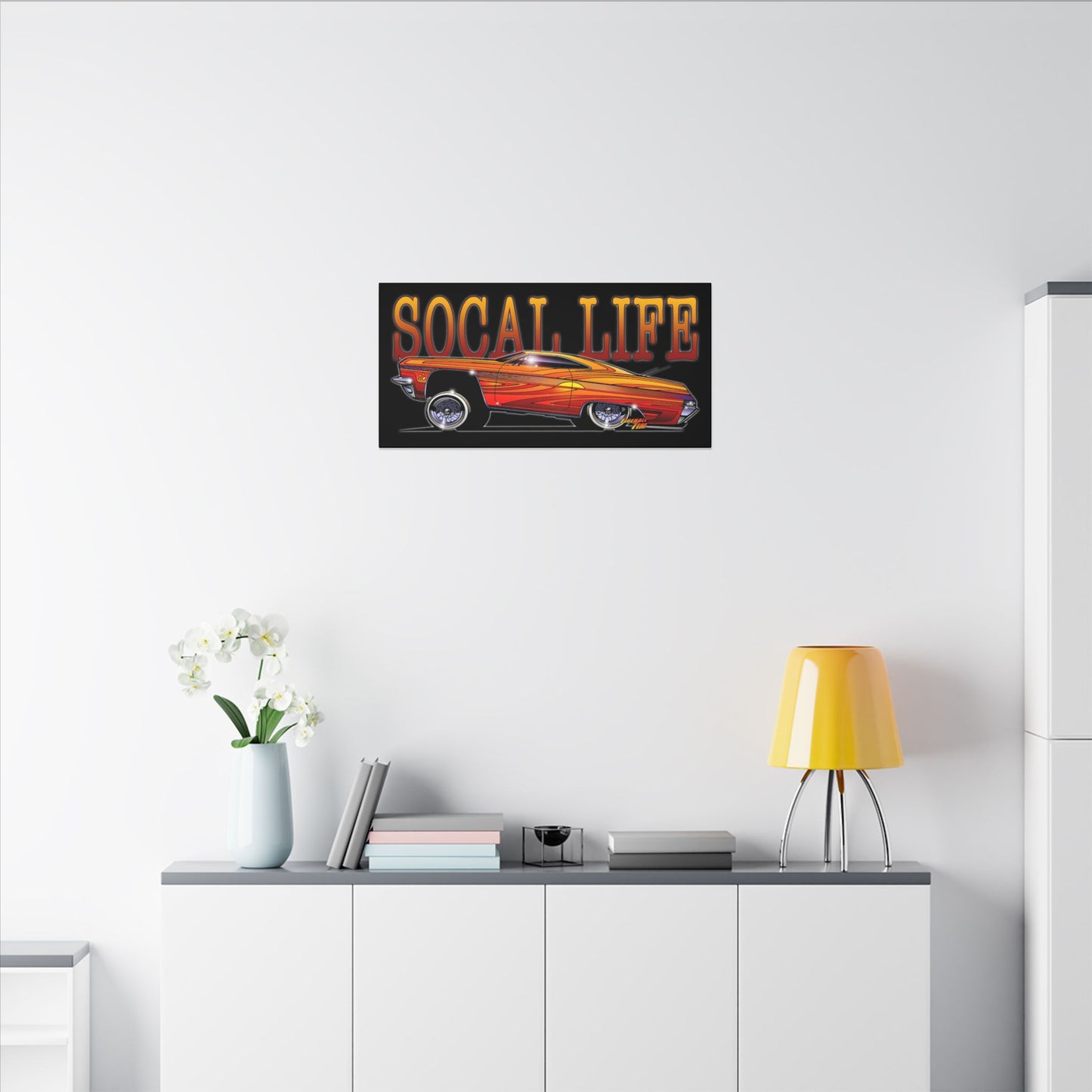 CHEVY IMPALA LOWRIDER Fireball Art Canvas Print