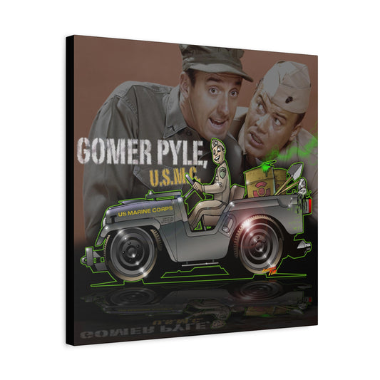 GOMER PYLE Vintage Military Jeep Collectible Canvas Art Print 2 Sizes