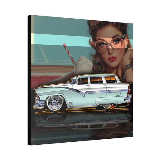 FORD FAIRLANE 1956 COUNTRY WAGON Vintage Canvas Art Print - 2 Sizes