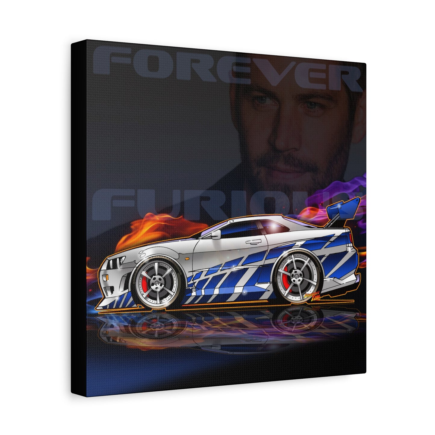 FAST AND FURIOUS NISSAN GTR Paul Walker Fireball Art Canvas Wall Print
