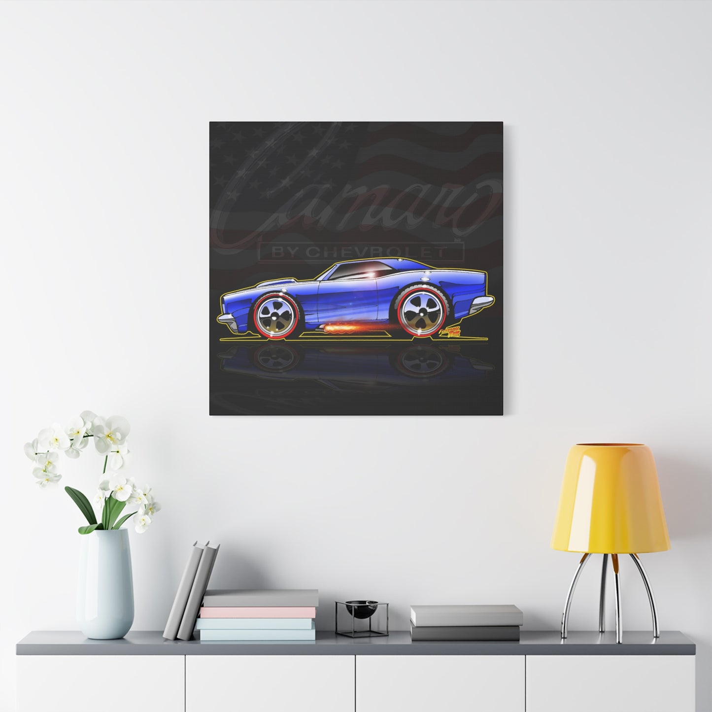 HOT WHEELS CAMARO Custom Collectible Fireball Art Canvas Print