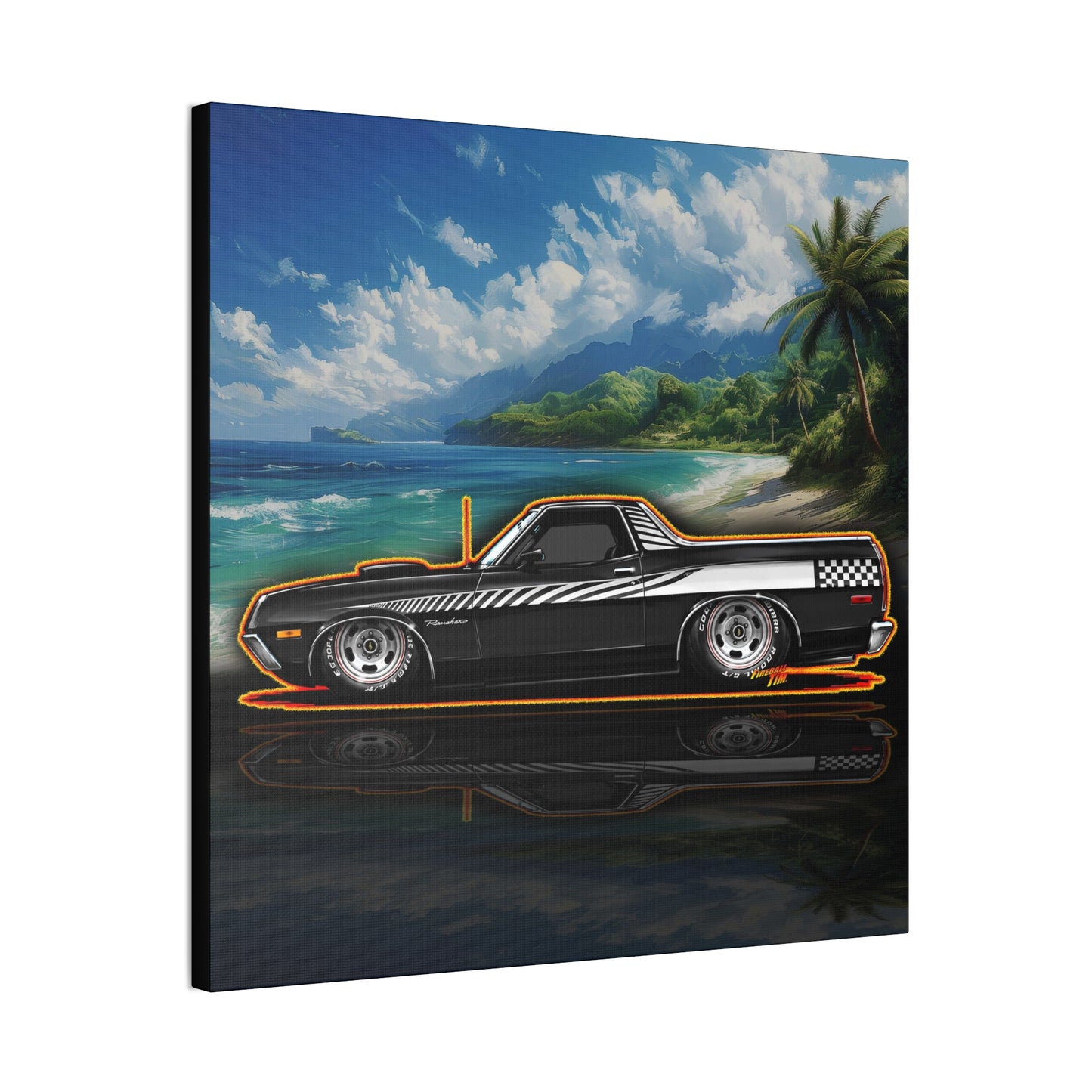 FORD RANCHERO Collectible Fireball Art Canvas Stretched Print