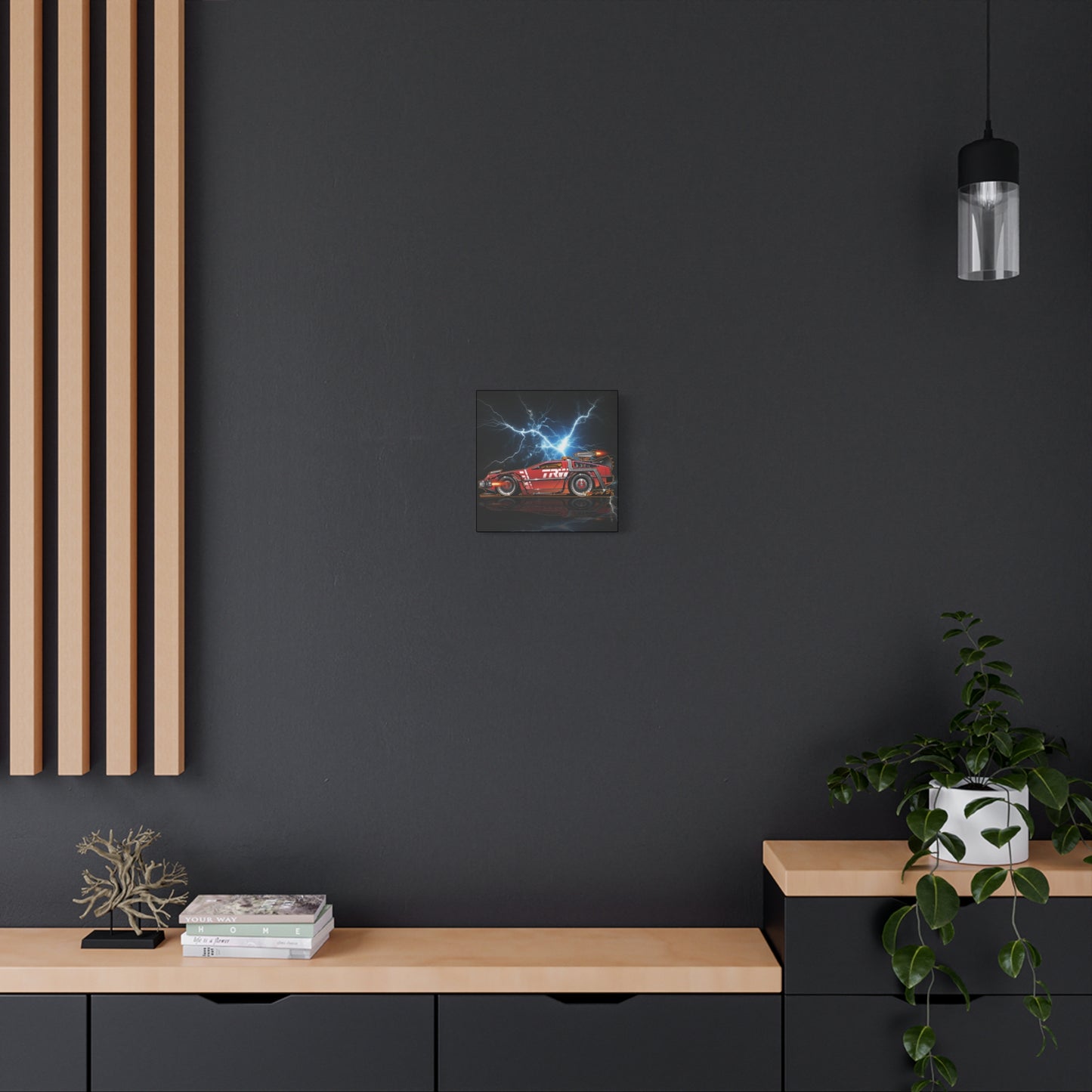 BACK TO THE FUTURE DELOREAN Red Steel Time Machine Canvas Art Wall Print 3 Sizes