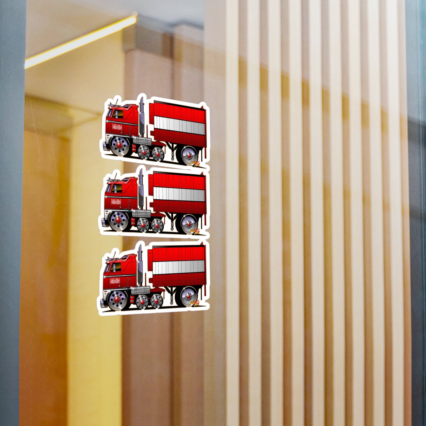 BJ AND THE BEAR Semi Truck Fireball Art Decal Sticker Set