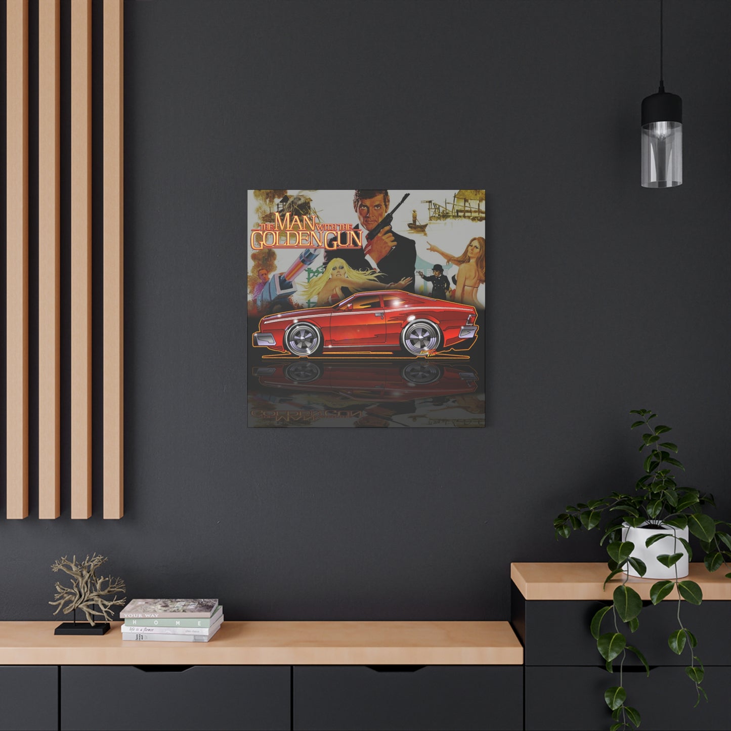 MAN WITH THE GOLDEN GUN AMC Hornet James Bond Fireball Art Canvas Print
