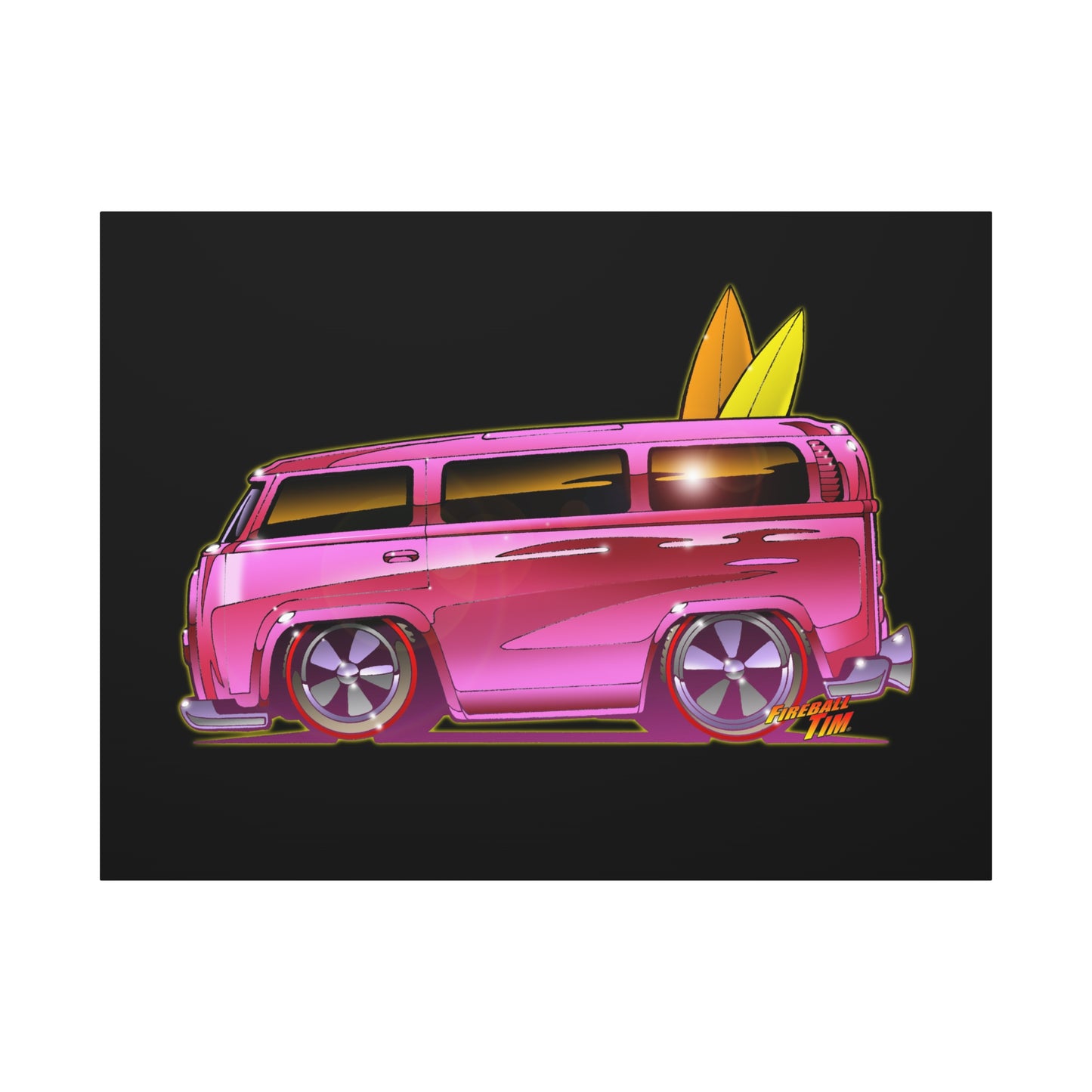 HOT WHEELS PINK BEACH BOMB BUS Fireball Art Canvas Print