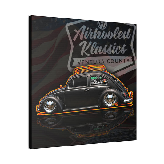 AIRKOOLED KLASSICS Custom VW Bug Collectible Fireball Art Canvas Stretched Print