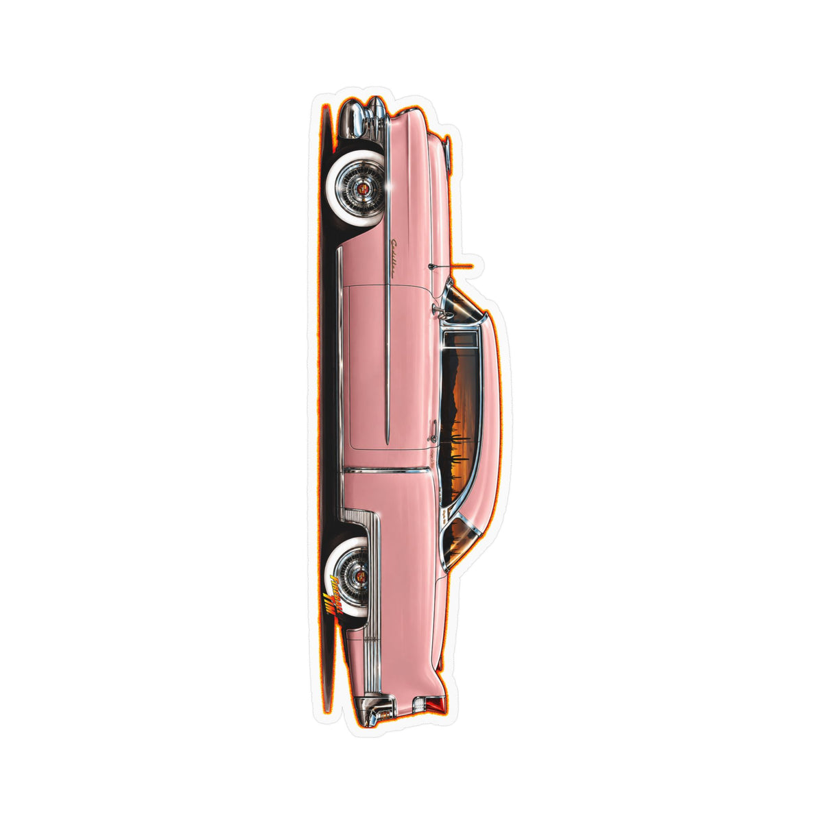 CADILLAC Coupe DeVille 1953 Collectible Fireball Stickers in 4 Sizes