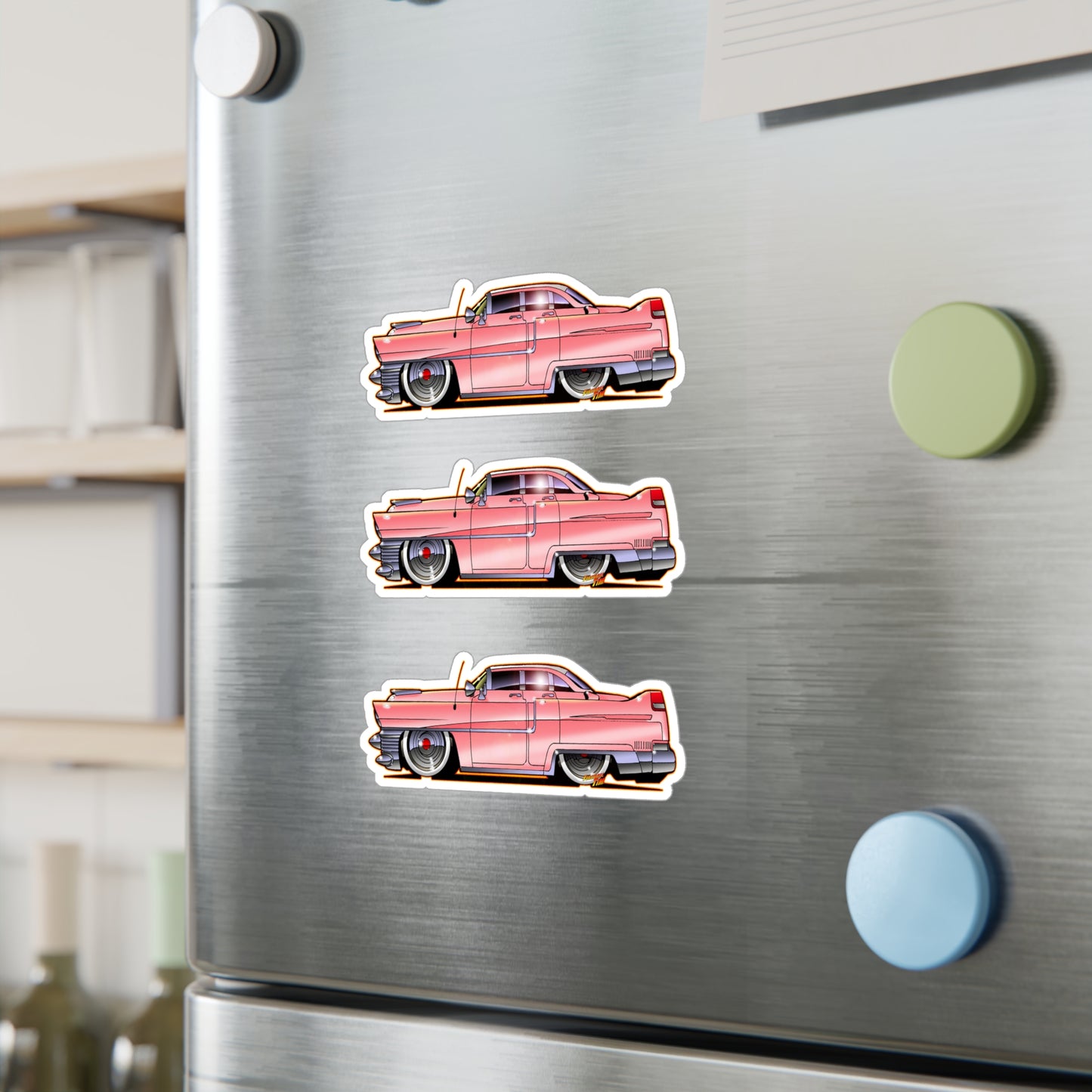ELVIS THE KING PINK 1955 CADILLAC Fireball Art Vinyl Decal Set