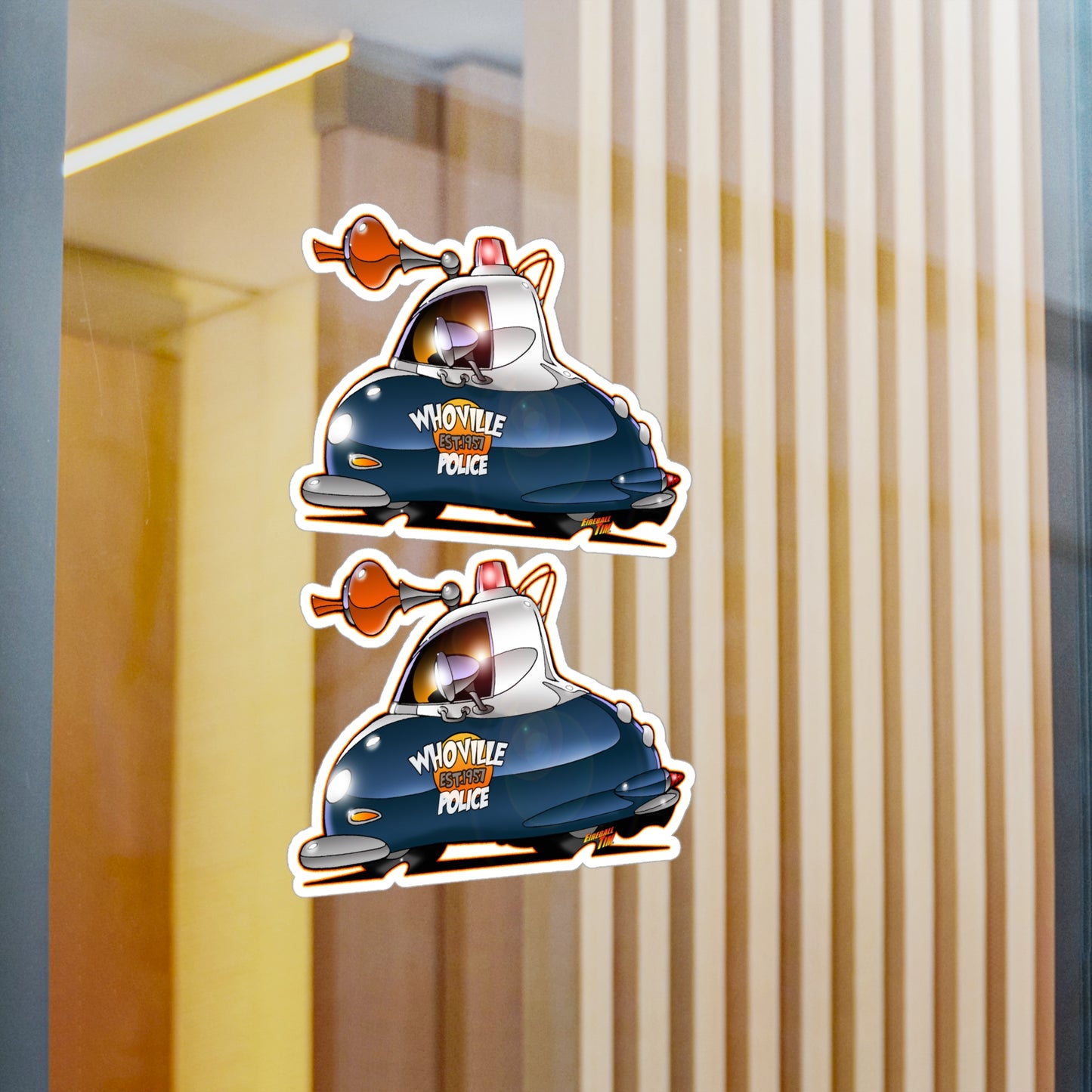 THE GRINCH WHOVILLE POLICE CAR Fireball Art Decal Sticker Set - 4 Sizes