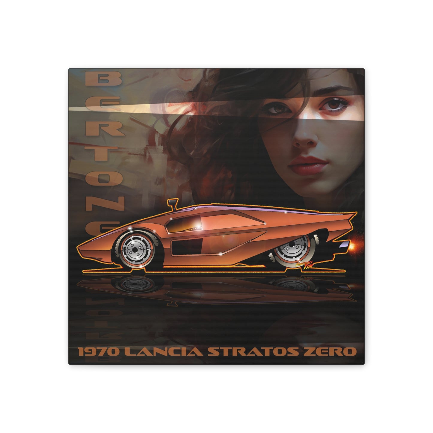 BERTONE 1970 Lancia Stratos Zero Canvas Art Wall Print - 2 Sizes