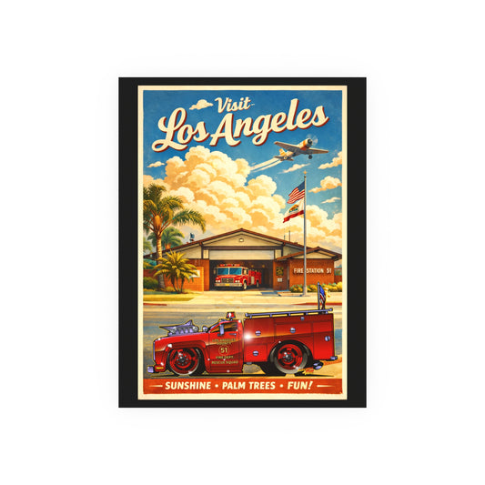 VISIT LOS ANGELES Emergency Station 51 Satin/Matte Fireball Art Poster