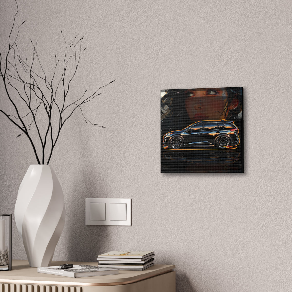 NISSAN ROGUE 2026 Black Armor Edition Collectible Fireball Art Canvas Stretched Print