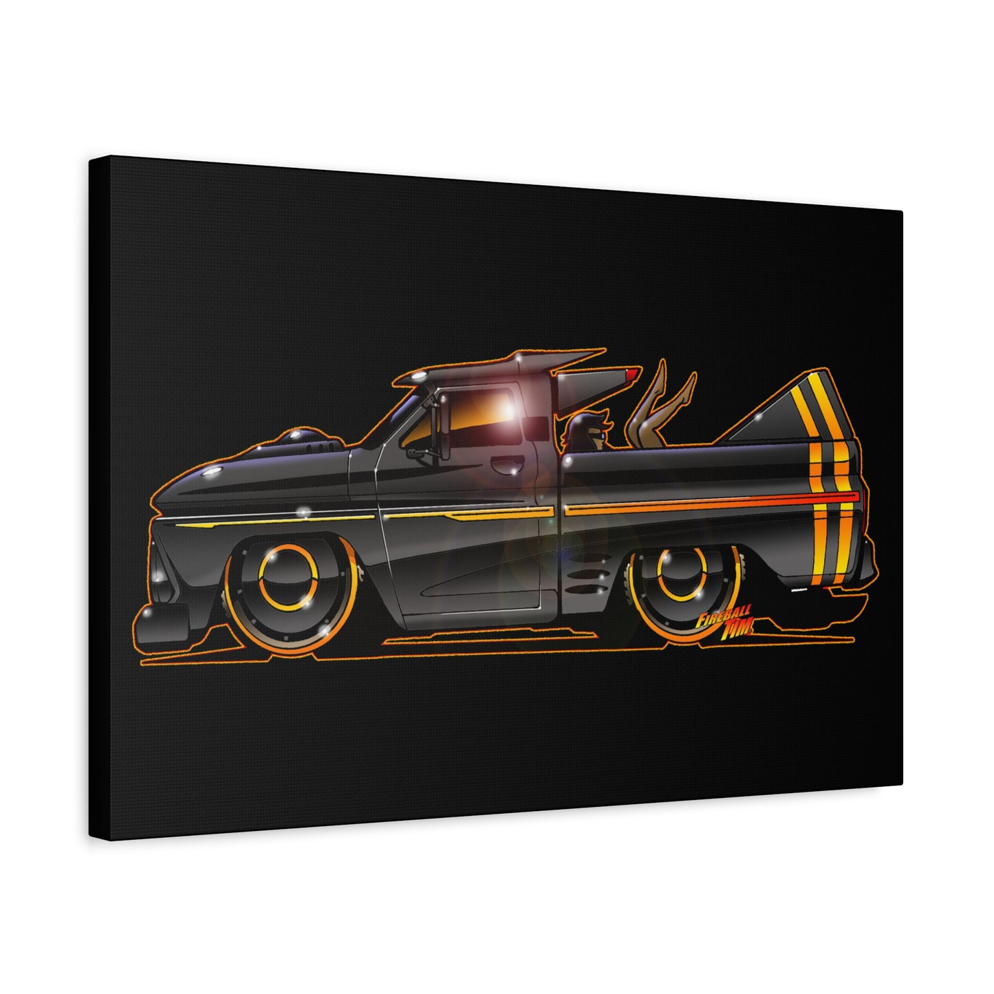 CHEVROLET C10 1960 Stinger Pickup Truck Fireball Art Canvas Print