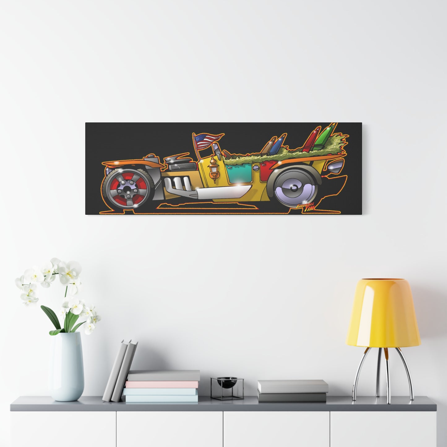 MONGREL T HOT ROD Elvis Easy Come Easy Go Fireball Canvas Art Wall Print