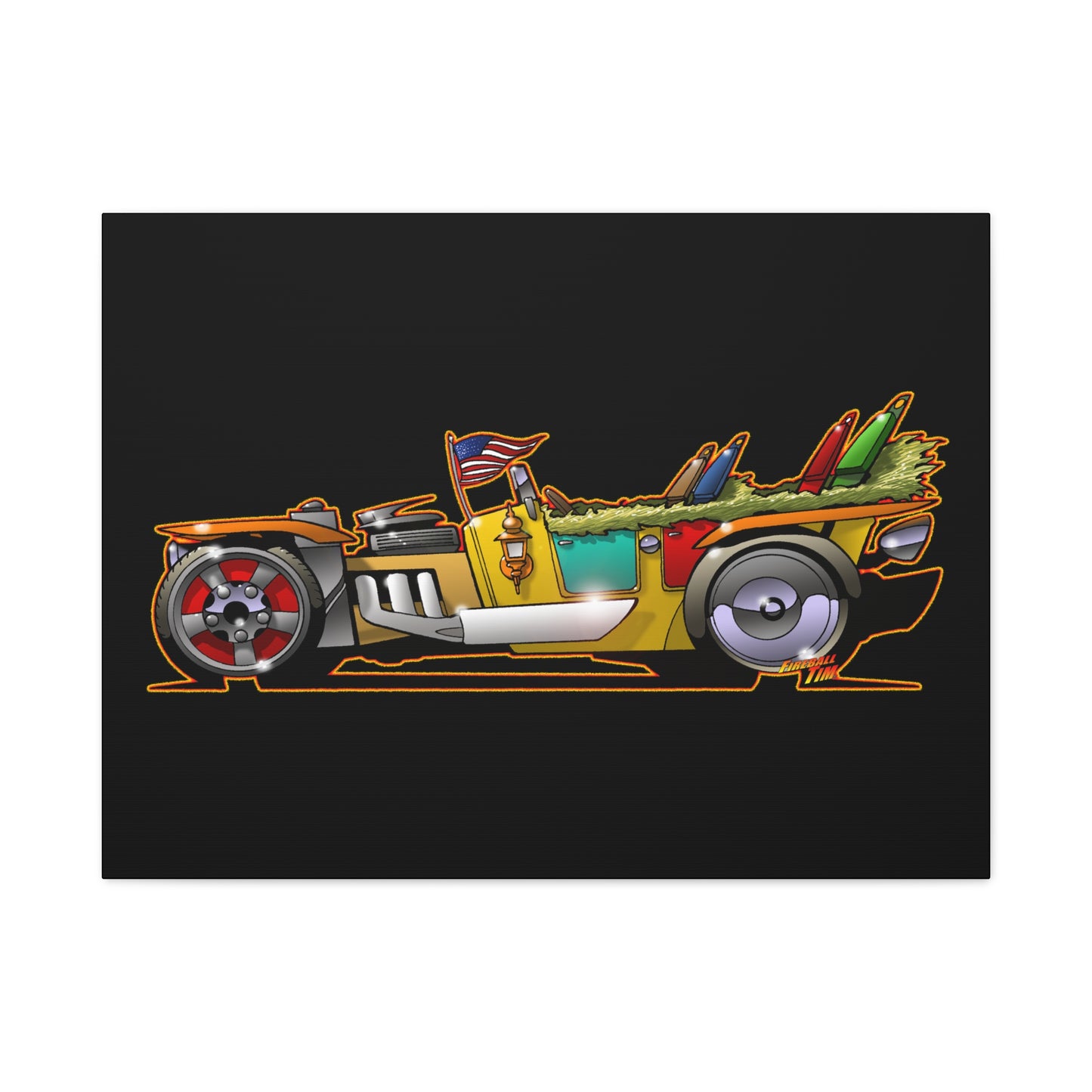 MONGREL T HOT ROD Elvis Easy Come Easy Go Fireball Canvas Art Wall Print