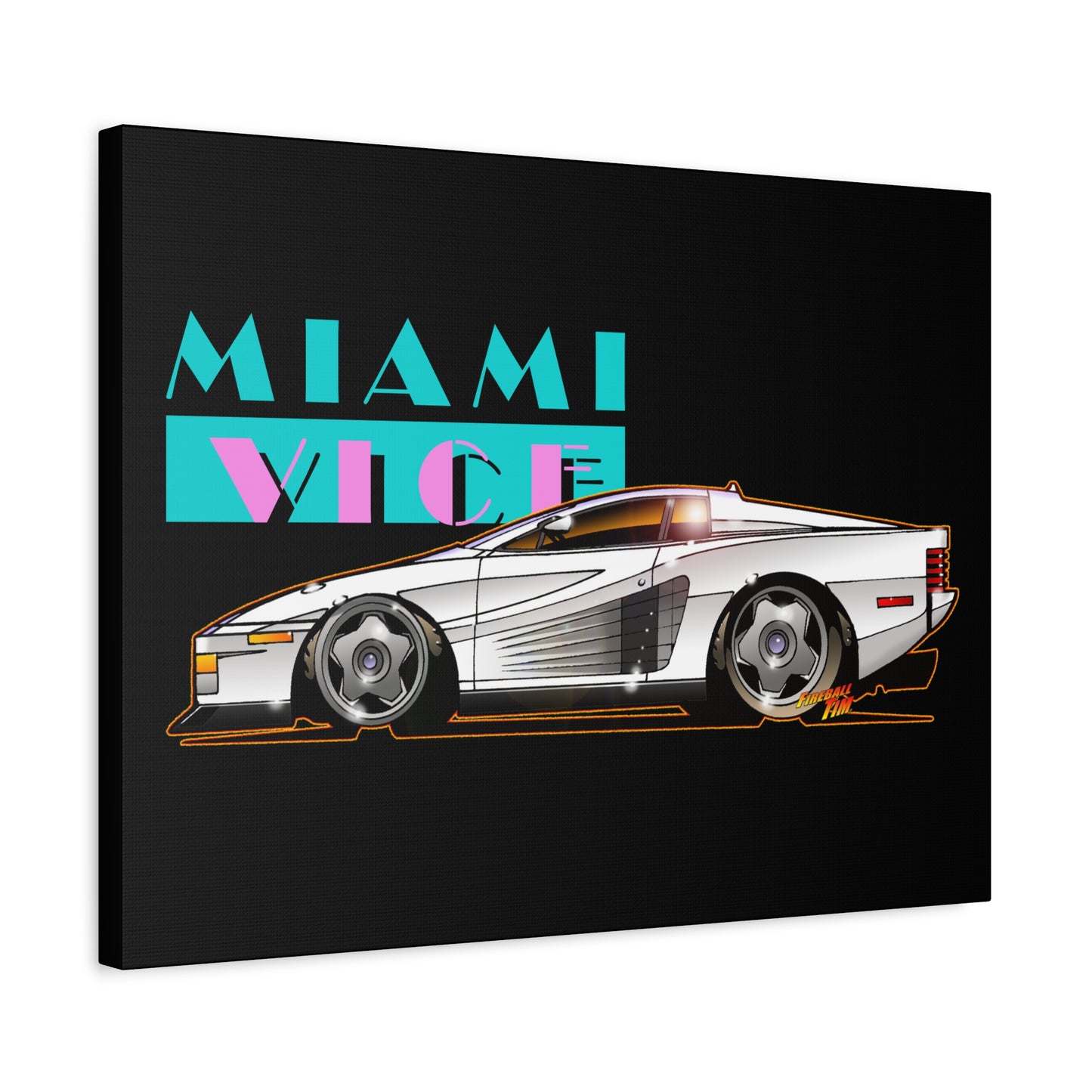 MIAMI VICE FERRARI TESTAROSSA Fireball Canvas Art Wall Print