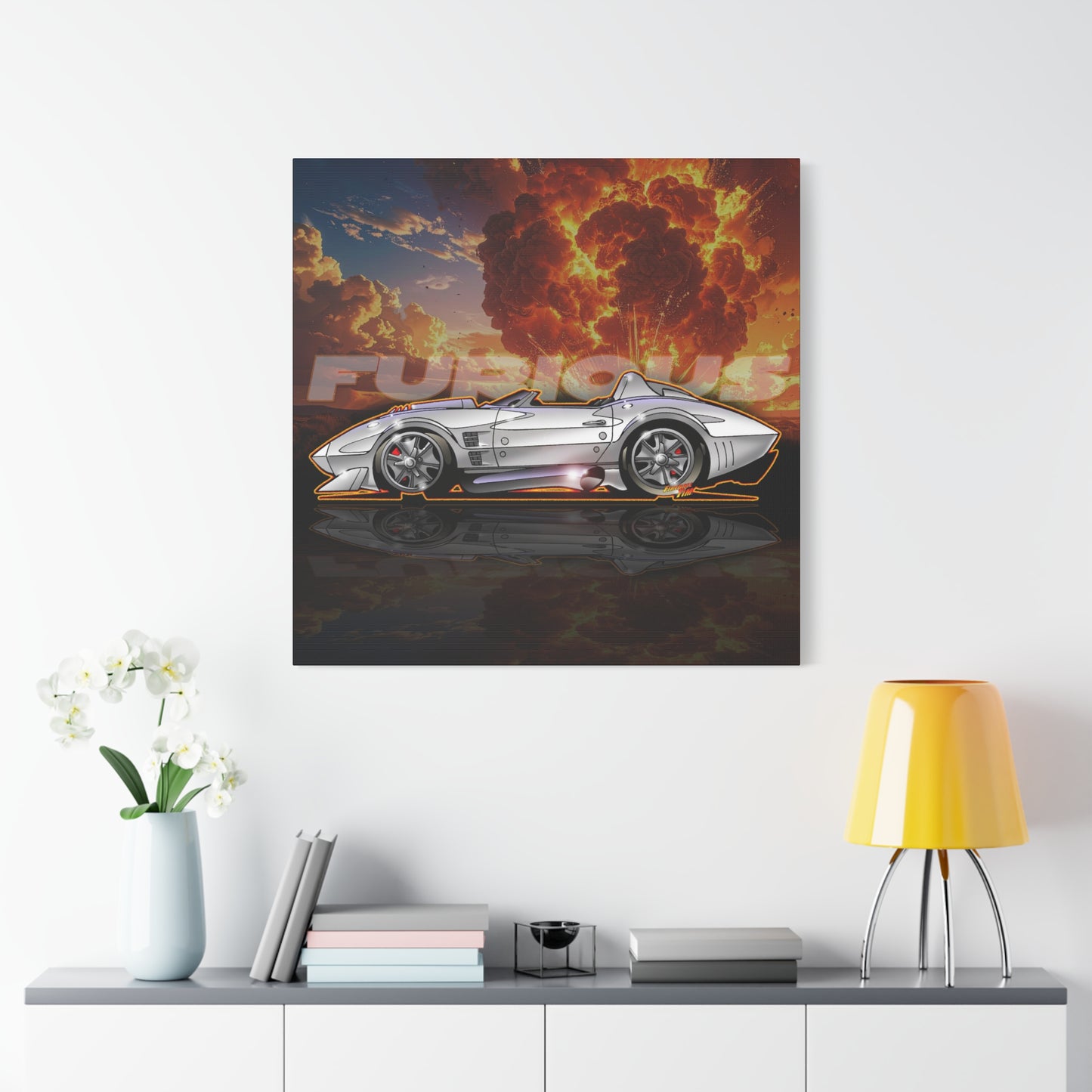 FAST AND FURIOUS Grand Sport Stingray Corvette Fireball Art Canvas Print