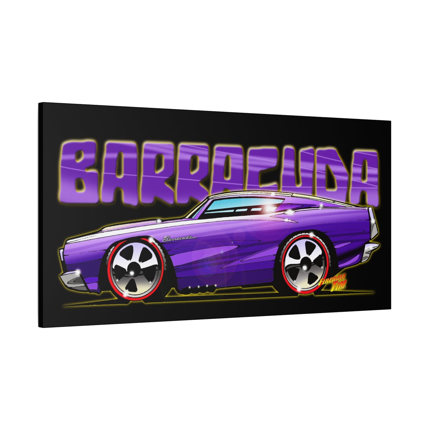 PLYMOUTH BARRACUDA Fireball Art Canvas Wall Print